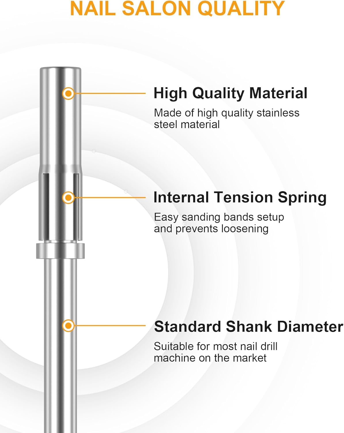 Rolybag Mandrel Nail Drill Bit, Mandrel Bit for Small Sanding Bands, 3/32'' Easy off Mini Mandrel Bit for Nails, Suitable for Acrylic Nails Gel Manicures, Silver Mandrel Drill Bit 38Mm X 3.1Mm image number 2