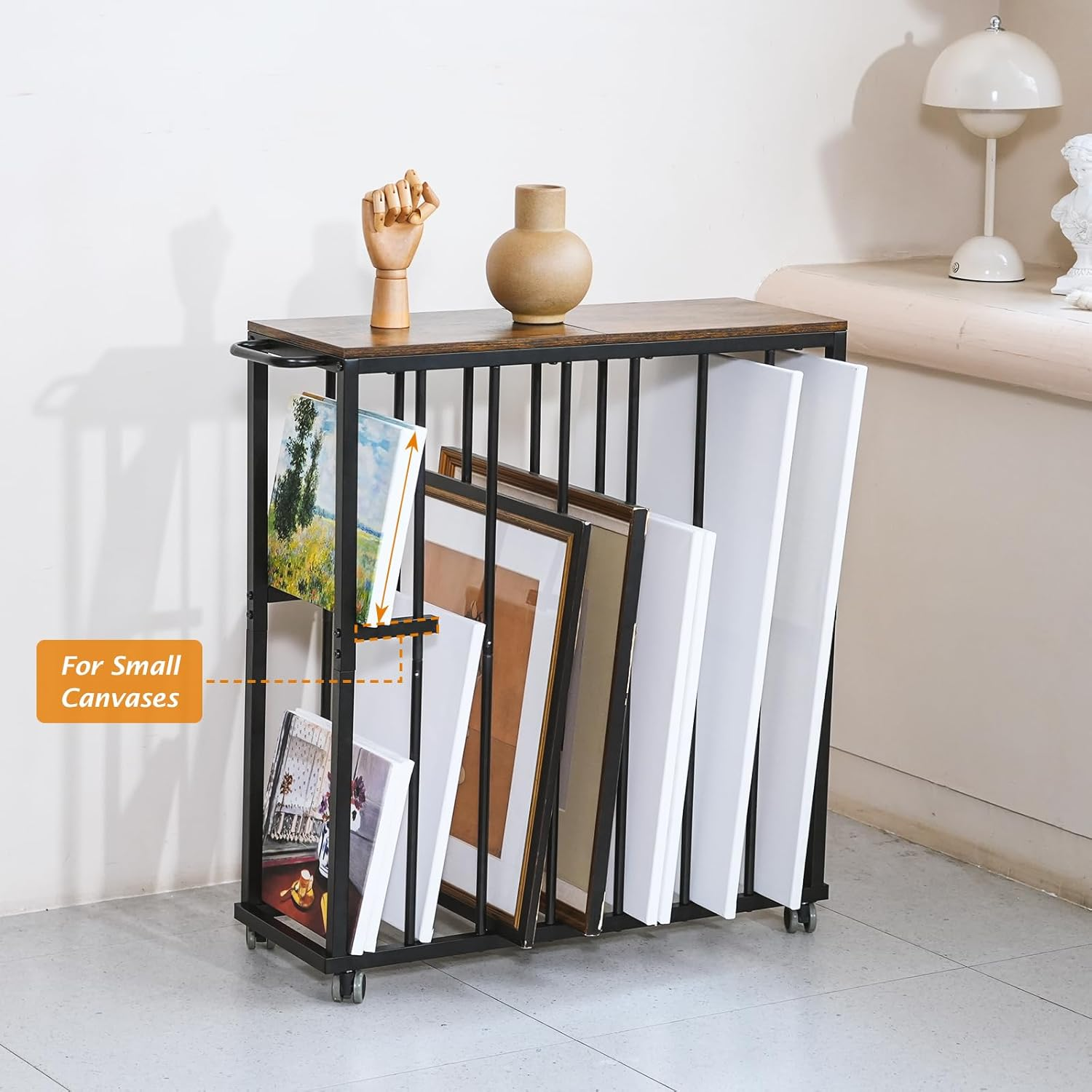 Ikkle Art Canvas Storage Rack, Drying Painting Rack with Wheels, Art Storage Easel Display Stands for Storage Canvas, Frame, Crafts, Drawing Boards and Artwork in Studio, Gallery image number 3