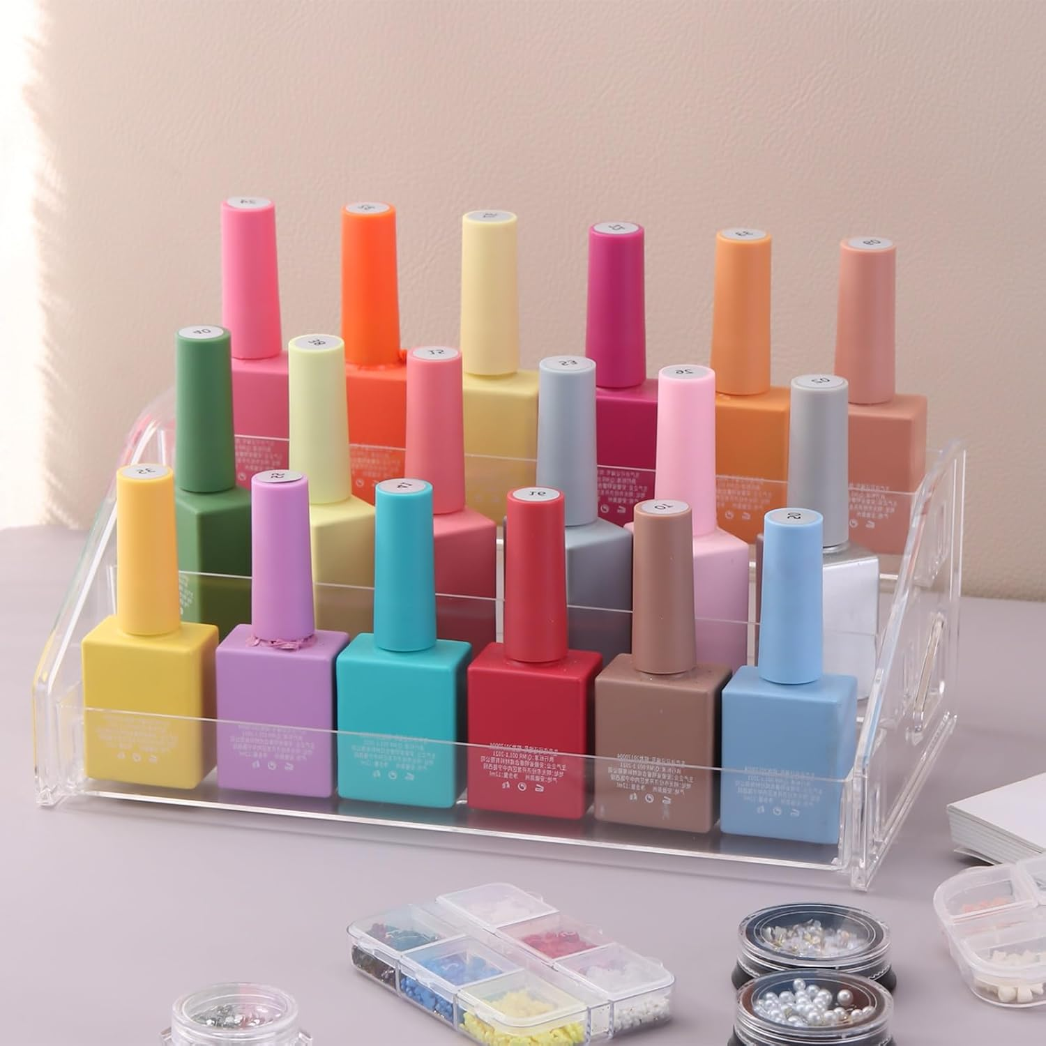 SUTOKAKA Nail Polish Organizer Clear Acrylic Eyeglasses Display Holder Essential Oil Storage Rack Makeup Stand Tray - 3 Layer image number 3