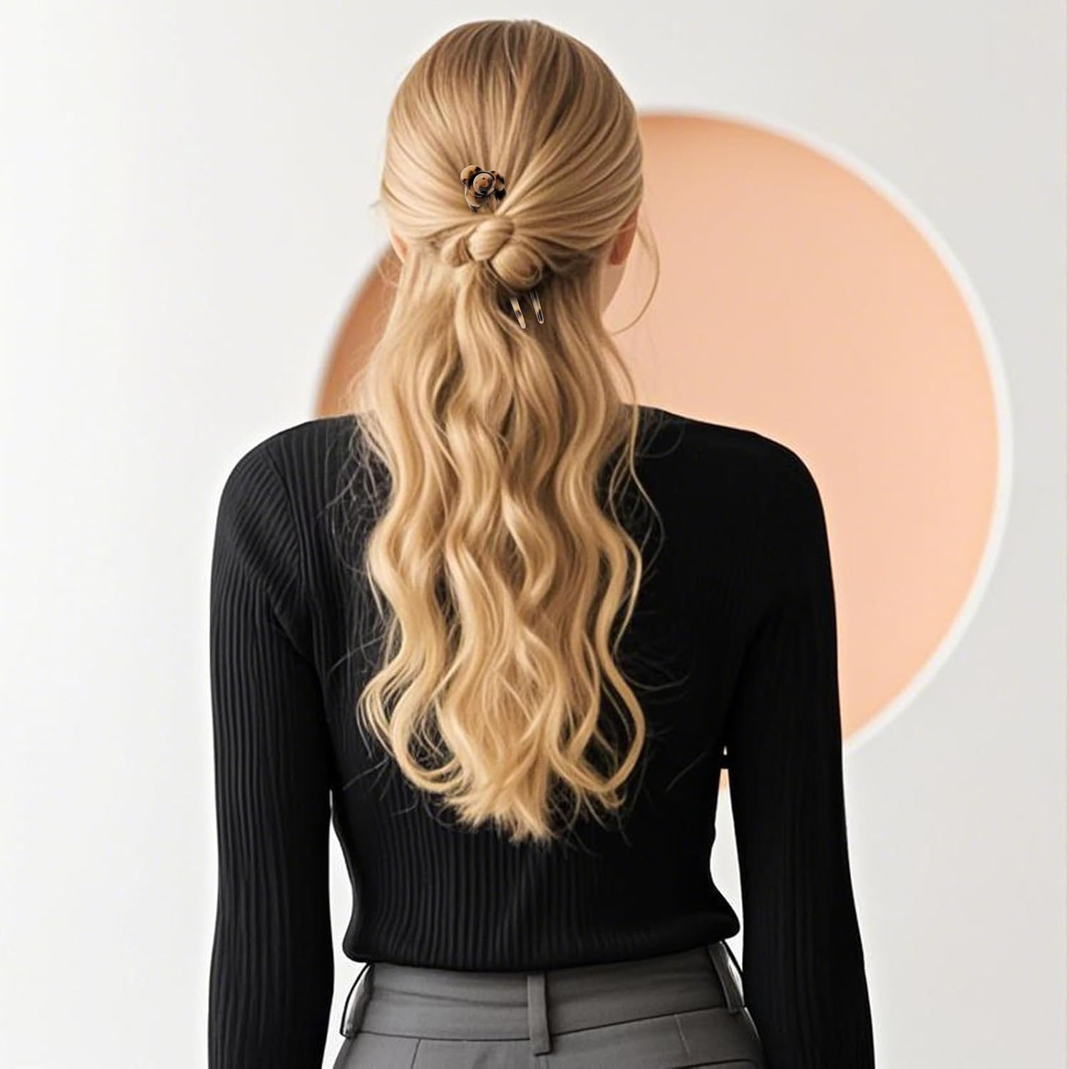 EXIPSAT Pack of 4 Tortoiseshell Flower Hair Pins U Shape Hair Clips Hair Clips for Women with All Hairstyle Styles image number 5