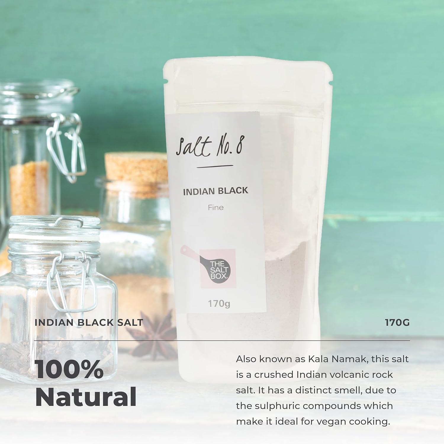 The Salt Box - 100% Natural Indian Black Fine (Kala Namak) Salt Pouch - 170G image number 1