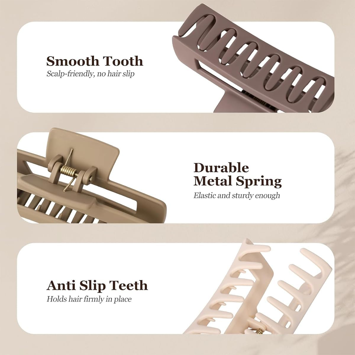 4Pcs Large Matte Hair Claw Clips - Stylish and Secure Hold for Thick Hair, Ideal for Daily and Party Use image number 4