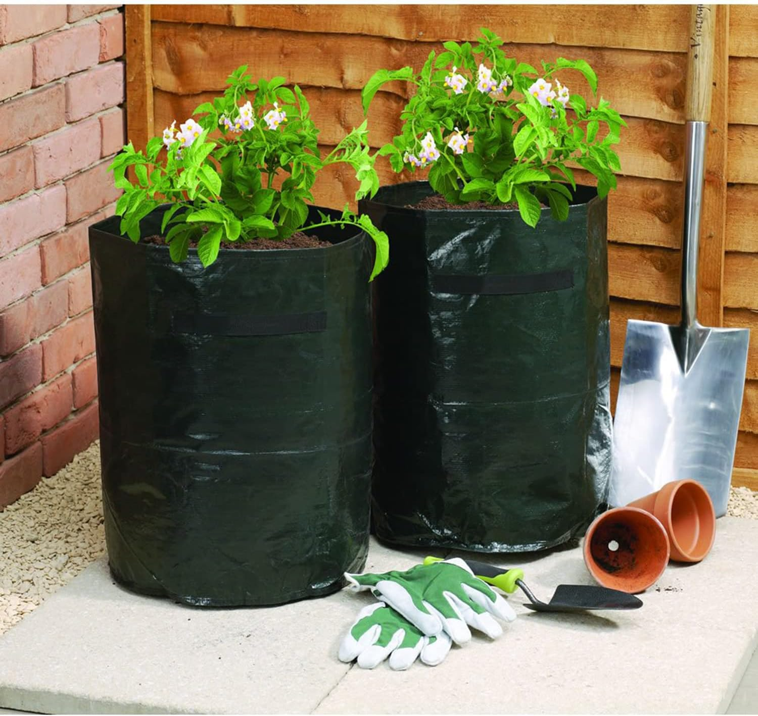 2 Pack 55 Litre Potato Grow Bags, Ideal for Potatoes, Tomatoes, Carrots, Onions & All Other Vegetables and Herbs, 12 Gallon Heavy Duty PVC Planting Pots with Handles image number 5