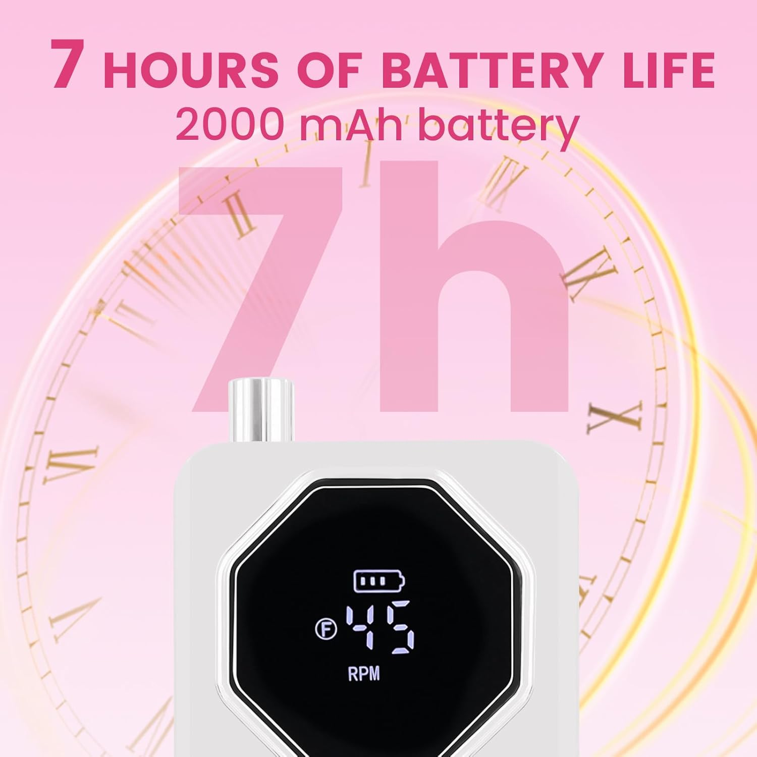 45000RPM Professional Cordless Nail Drill Electric Machine Portable Low Noise Nail Filer Electric with Efile Bits & Base for Acrylic Nails, Nail Buffer Machine for Salon Home image number 1