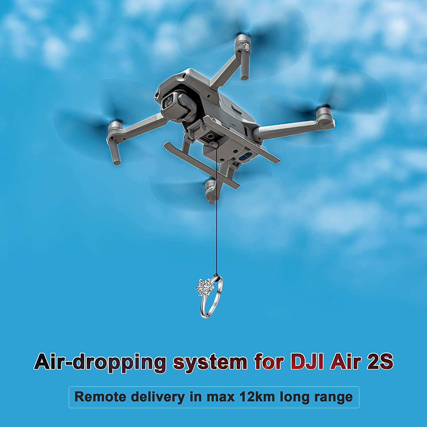 Drone Drop Release System with Landing Gear for DJI Mavic Air 2/Air 2S, Drop Device Kit for Delivery/Transport Release Wedding Clip/Fishing Line (Grey) image number 4