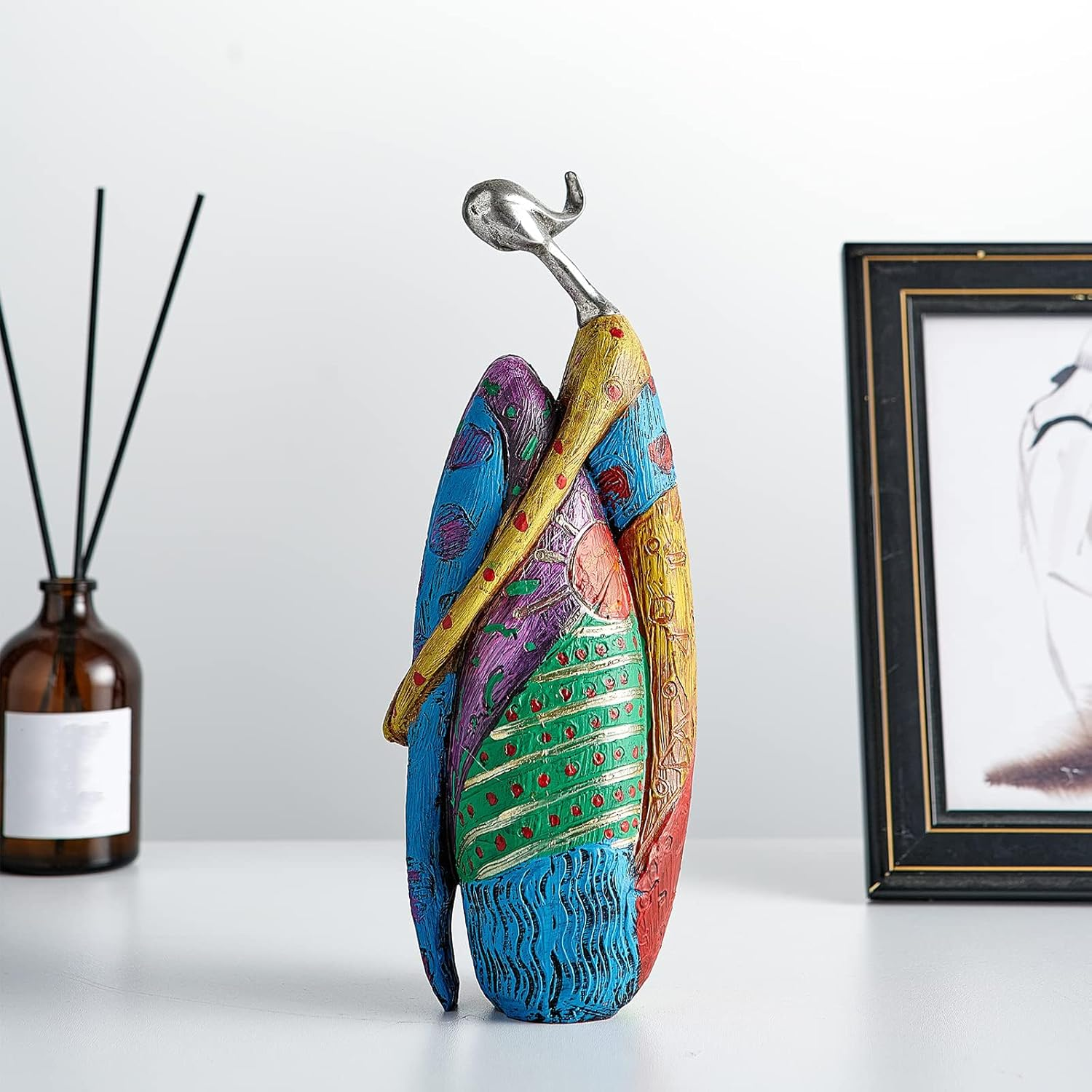 Octdays Art Female Sculpture Figurines, Abstract Woman Statue for Home Decor, Colorful Decorations for Living Room Shelf Office Cabinet Accents- A image number 5