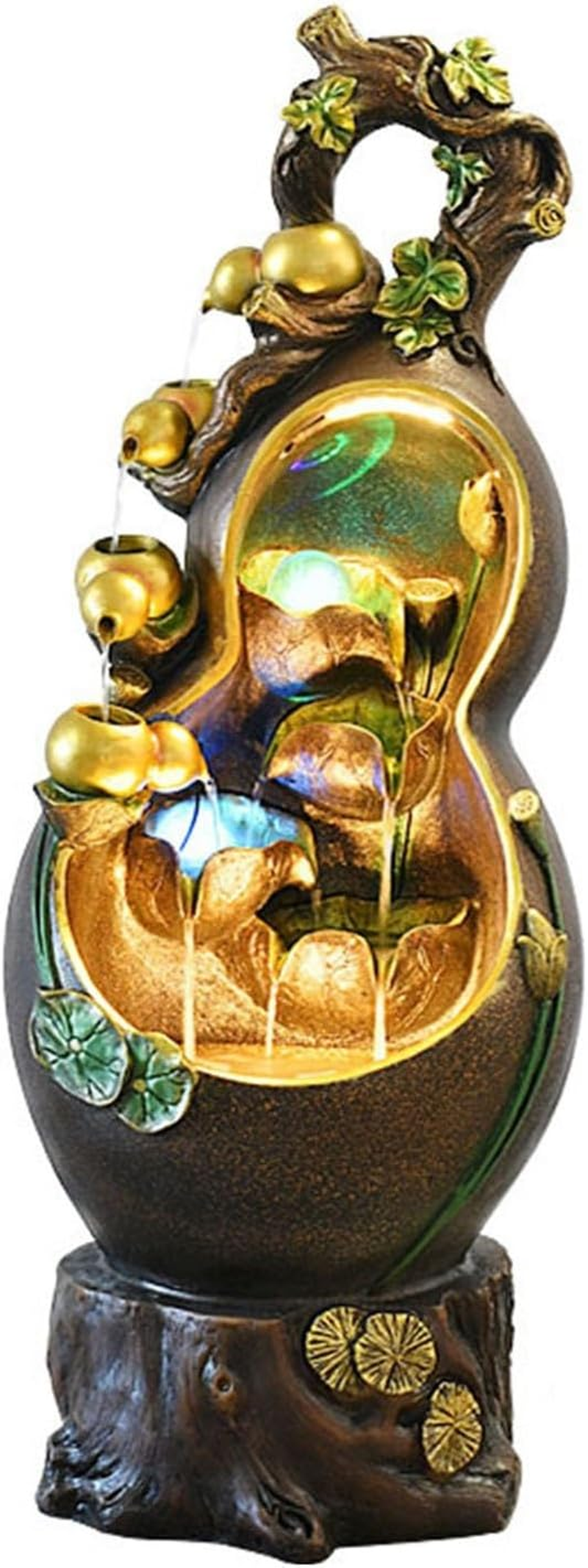 Outdoor Fountain Lucky Gourd Flowing Water Fountain, Circulating Living Room Balcony Floor-Standing Decorations(53 * 53 * 133Cm) image number 3