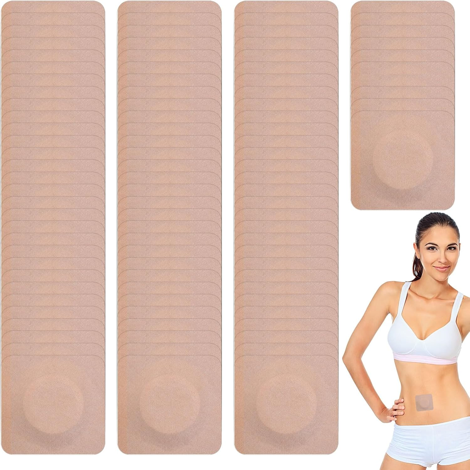 Castor Oil Patches, 100Pcs Castor Oil Pack, Castor Belly Button Patches, Self Adhesive Belly Wrap Pads, Organic Cotton Highly Absorbent Belly Patch, Suitable for Work and Sleep