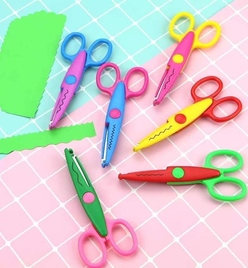 Paper Edge Scissors Set 6 PCS Craft Scissors Decorative Craft Art Scissors Set,Safety Design Art Zigzag/Wave/Stamp/Castle Scissors for Crafting/Photo Decoration/Diy Scrapbook/Greeting Cards,Etc image number 1