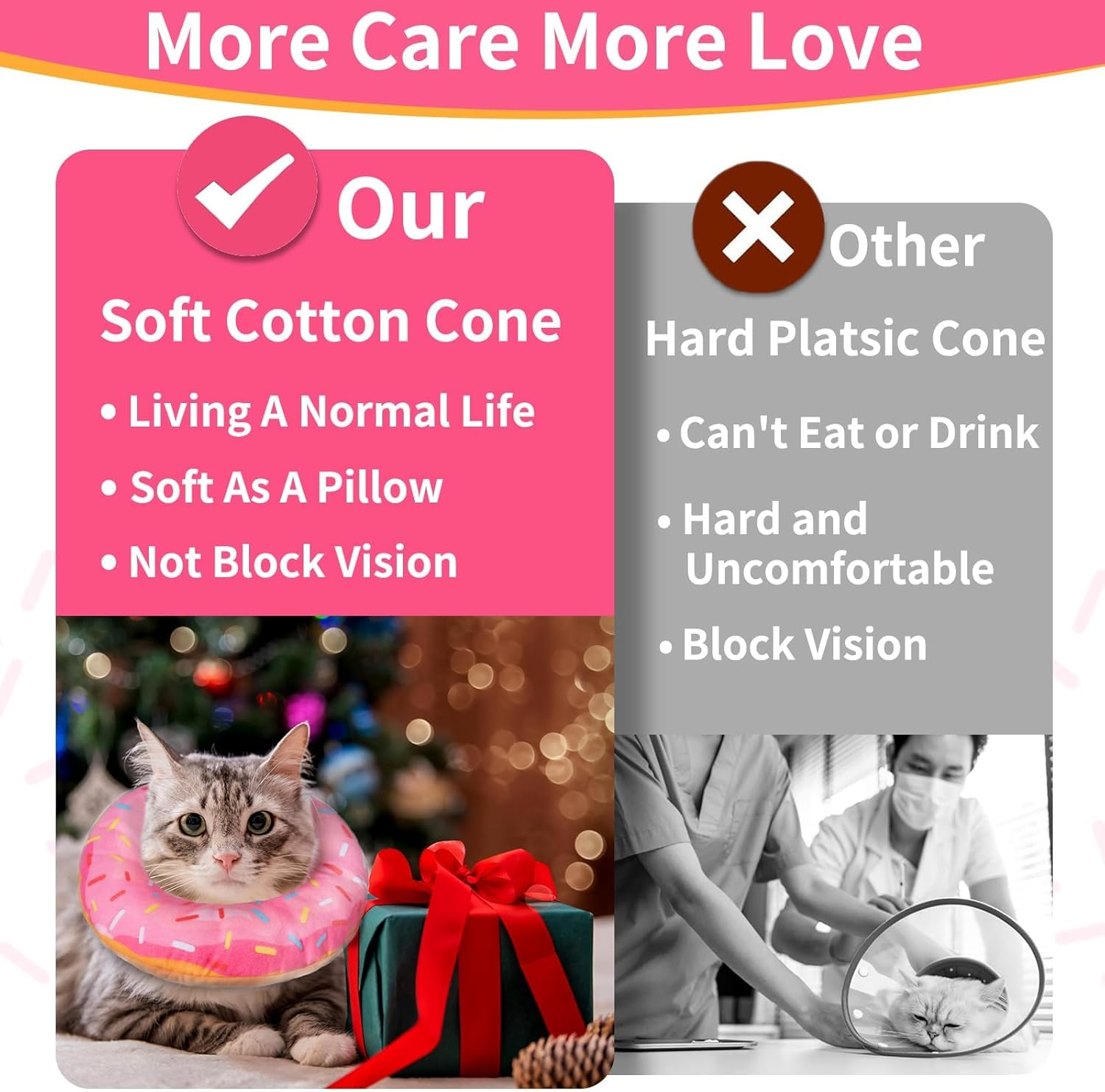 Slowton Cat Cone Collar Soft - Adjustable Cat Recovery Collar Donut Style Recovery Collars, anti Licking Wounds Cute Comfortable Lightweight Neck Elizabethan for Cats Puppy Kittens after Surgery image number 6