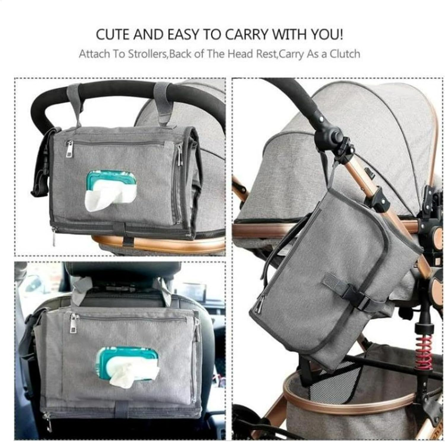 Portable Diaper Changing Station - Outdoor Folding Diaper Changing Pad with Multiple Pockets - Reusable Compact Changing Station, Waterproof Changing Pad for Girls and Boys image number 3