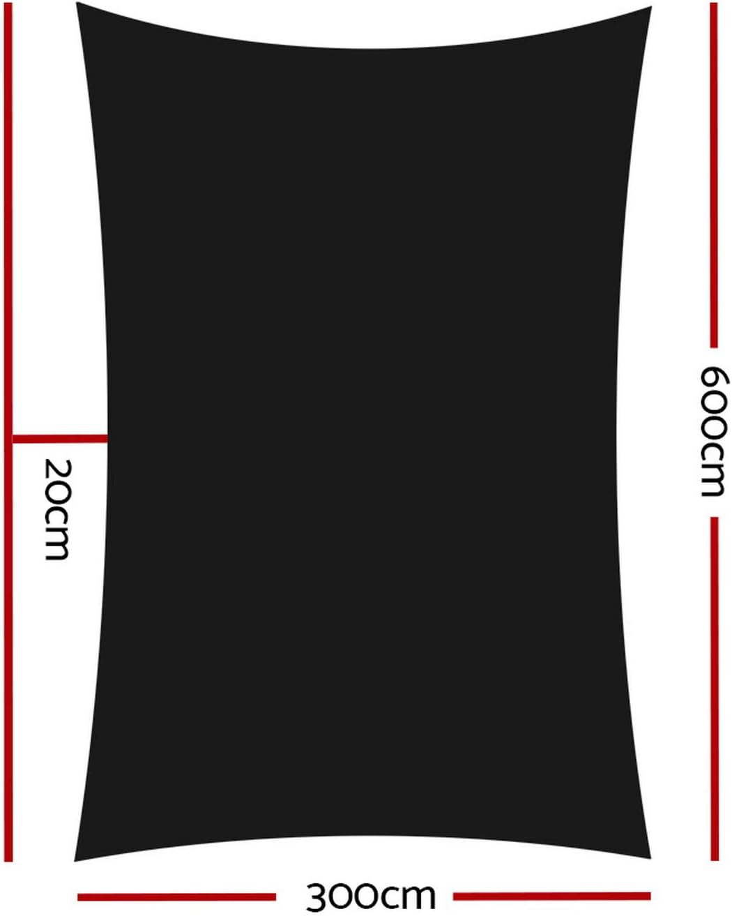 Instahut Shade Sail Rectangle 3 X 6M Sunshade Cloth Shadecloth Sun Block Outdoor Marquee Canopy Shelter Cover for Beach Pool Patio Backyard Lawn Garden Carport Fence Greenhouse, Black 98% UV Blockage image number 1