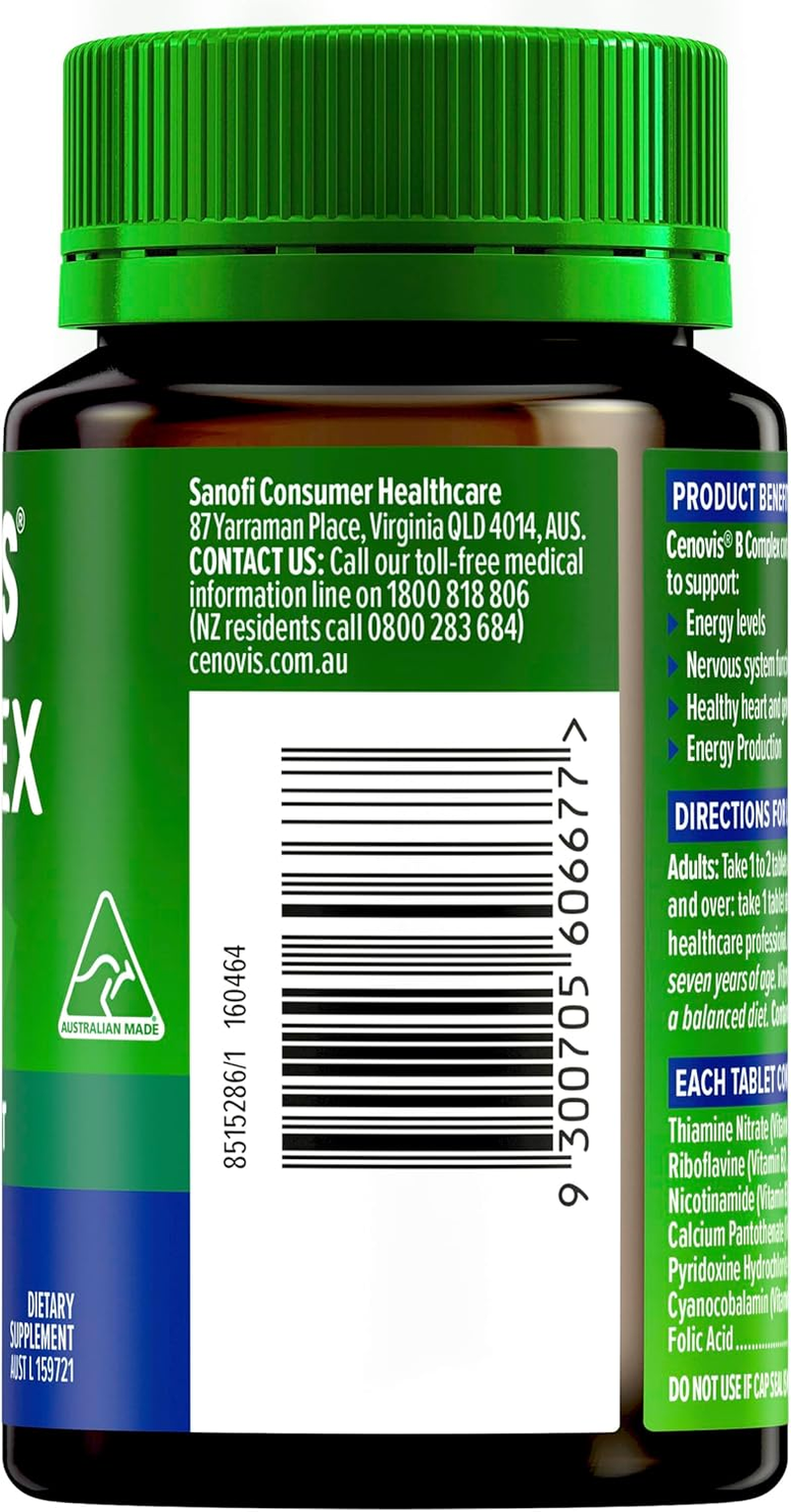 Cenovis Vitamin B Complex- Supports Energy Levels & Production - Maintains Nervous System Function & Heart Health - Aids Digestion of Dietary Fat 180 Tablets image number 1