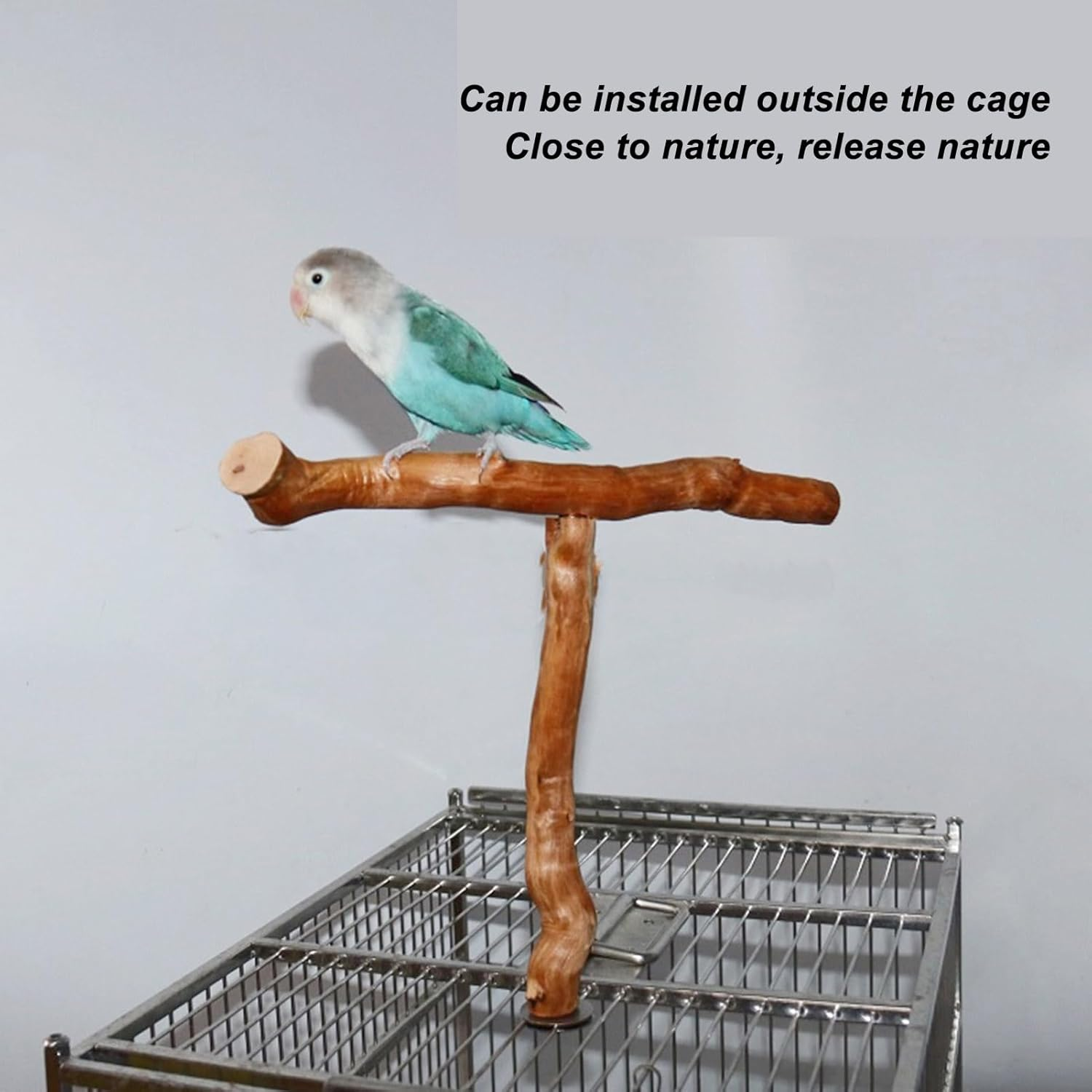 Tnfeeon T Shaped Wood Bird Perch Premium Relaxing Stand for Exercising Wooden Birdcage Toys, for Bird Lovers image number 1