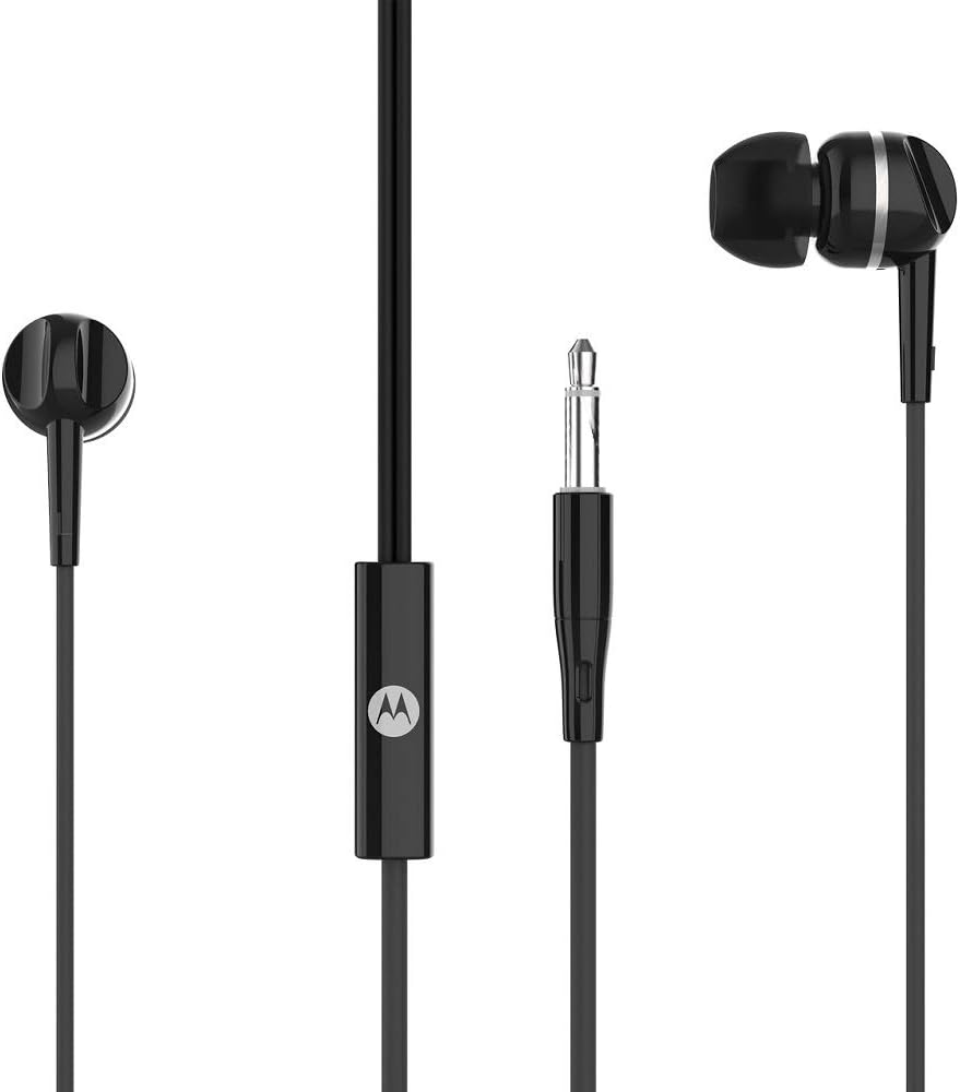 Motorola Sound Earbuds 105 - Wired In-Ear Stereo Headphones with Microphone for Hands-Free Calls - White, S/M/L