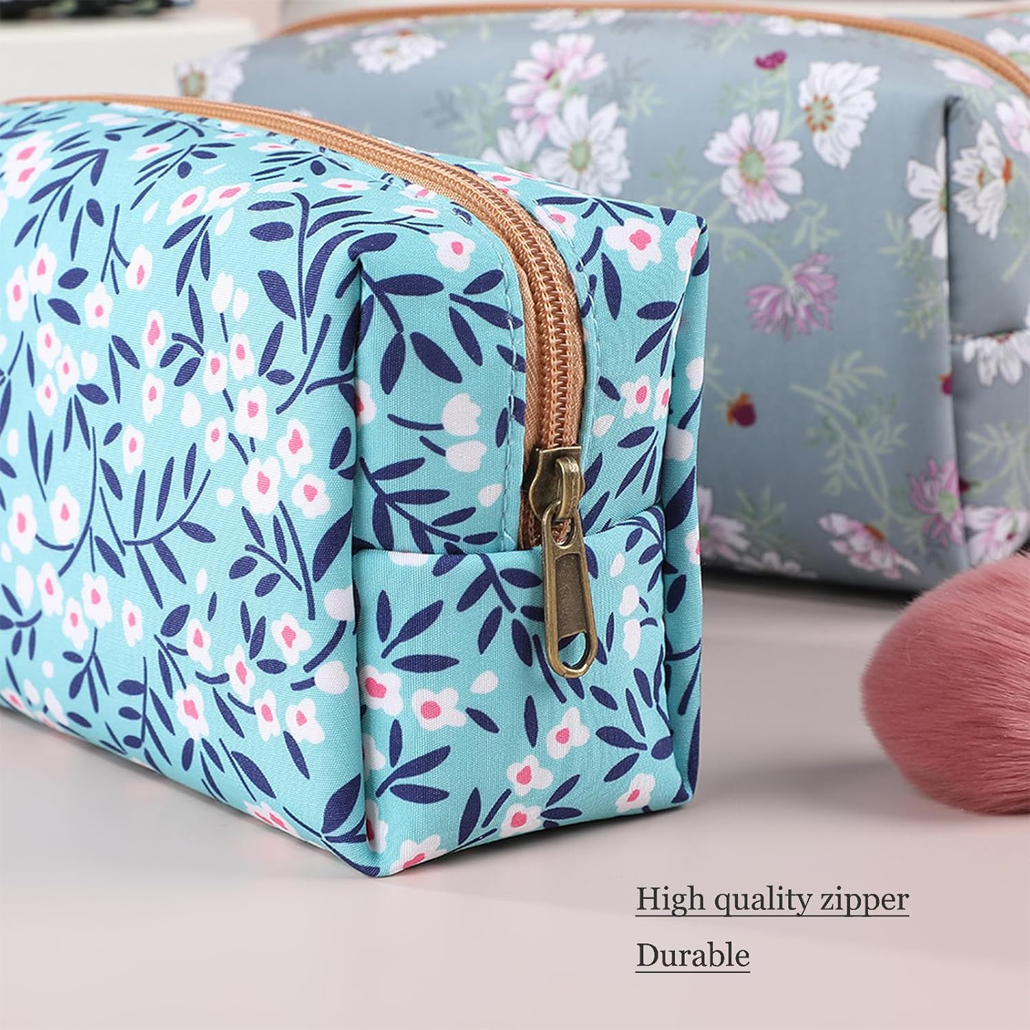 Makeup Bag, Floral Cosmetic Bag,Large Capacity Toiletry Kit,Cosmetics Bag, Travel Toiletry Makeup Bags Zipper Pouch - Picture 2 image number 3