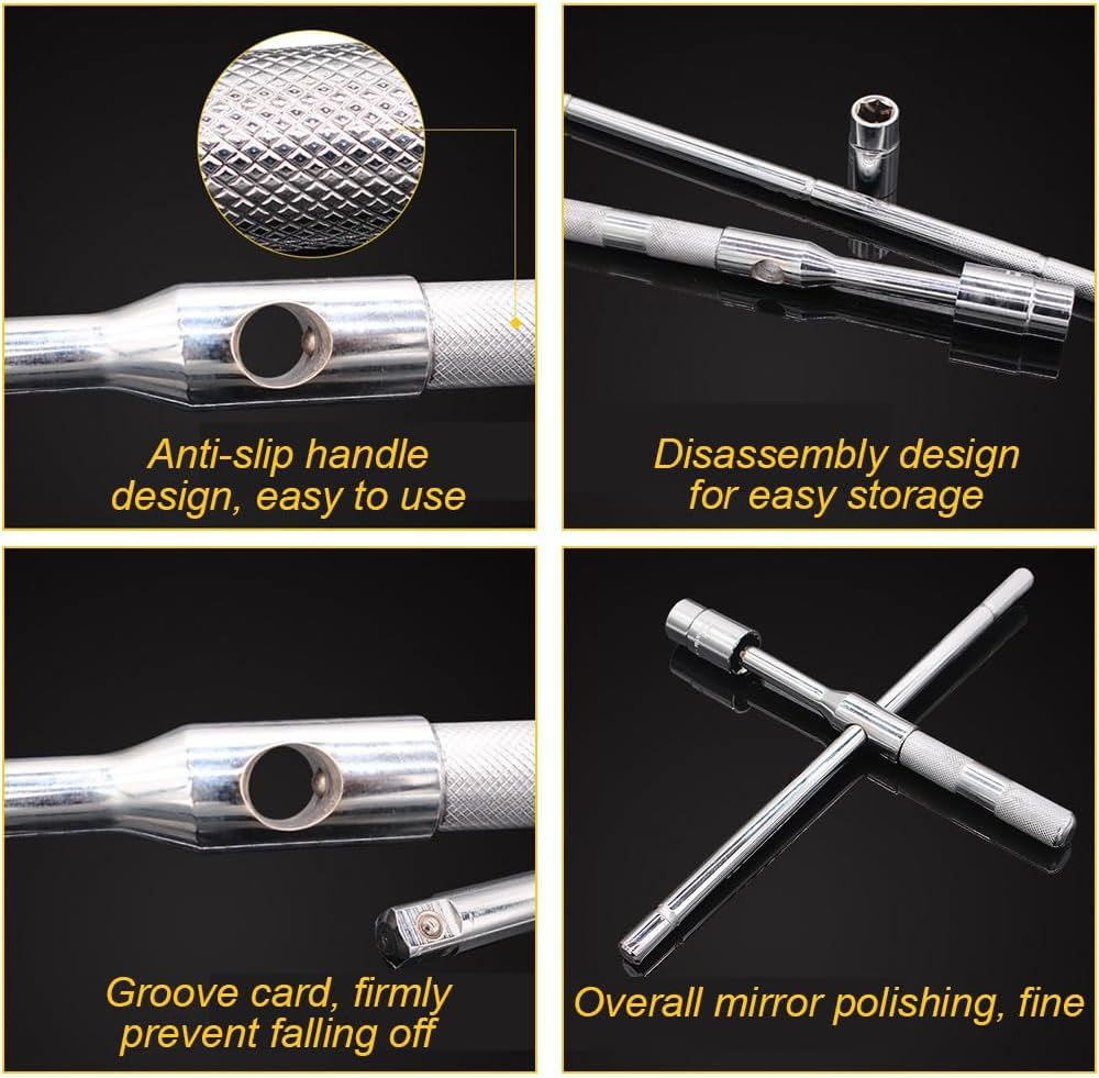Universal Lug Wrench, 4-Way Tire Iron Nut Wrench Set, Cross Wrench with Storage Case Standard Lug Nut Remover Sockets 17Mm/19Mm/21Mm/23Mm for Repair Car Labor Saving Tire Iron Tyre Wrench image number 5