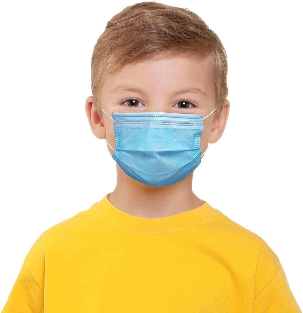 3 Layers Disposable Kids Face Mask with Nose Clip, Non-Woven Fabric, Breathable, Anti-Dust, Protective PPE, Mouth Cover, Safe, Premier Product, Soft and Comfortable for Unisex Children (50PCS, Blue) image number 2