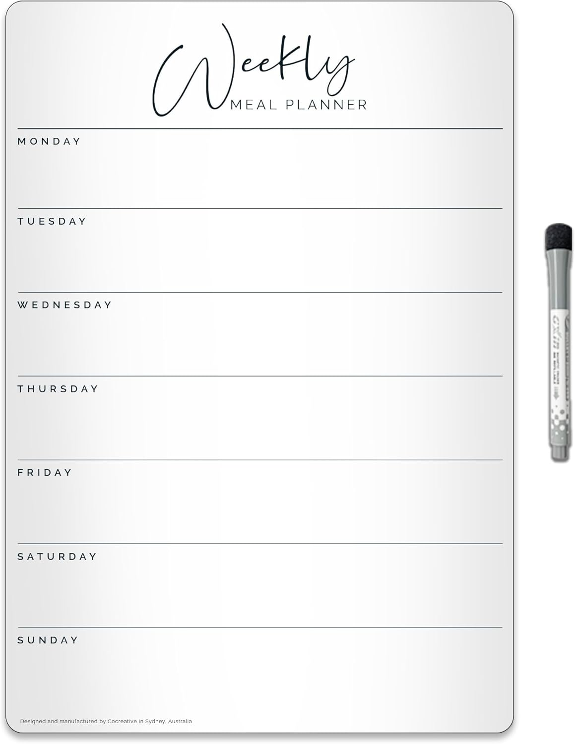 Magnetic Weekly Meal Planner for Fridge & Whiteboard Marker - A4 Planner by Cocreative Design image number 1