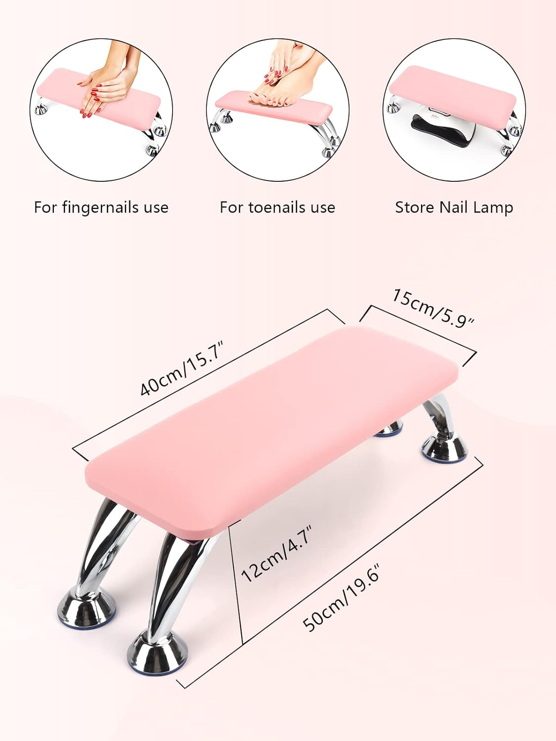 Big Arm Rest for Nails Cushion, Microfiber Leather Hand Rest for Nails Tech, Hand Rest Pillow for Nails Toenails, Detachable Nail Art Accessories Tool for Nails Tech (Pink) image number 1