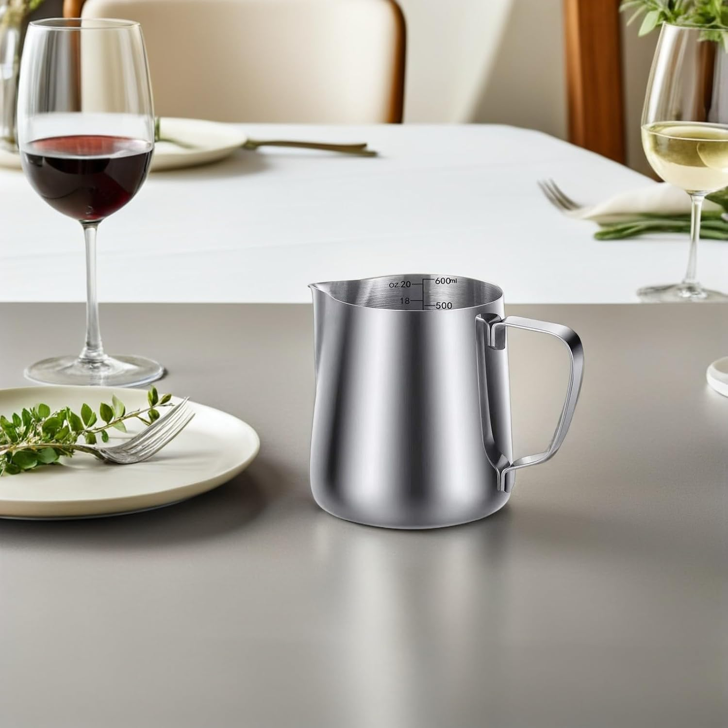 BESPORTBLE Stainless Steel Milk Frother Cup Set 350Ml 600Ml Steaming Pitcher Jug with Latte Pen Coffee Bar Accessories for Cappuccino and Espresso Brewing image number 2