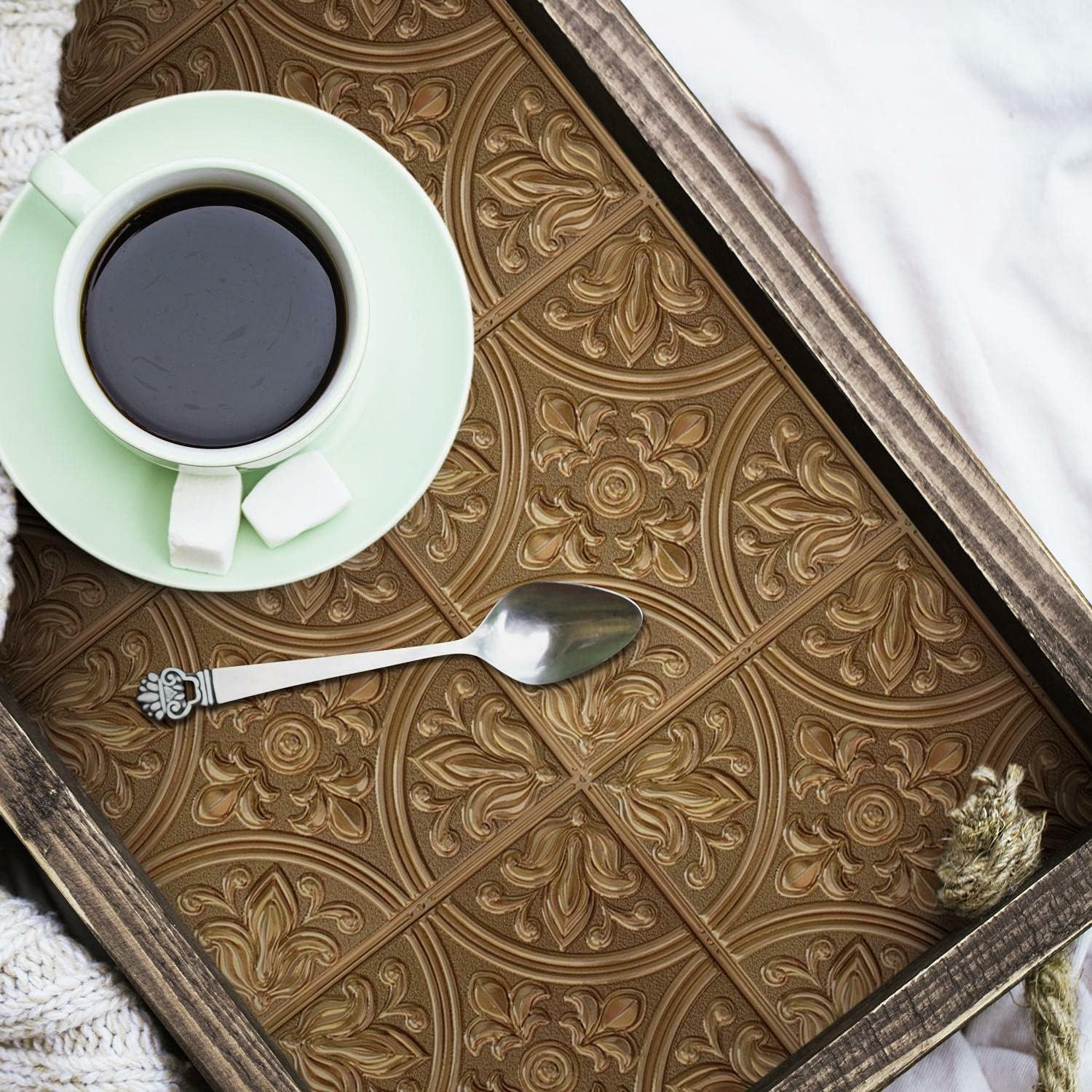 Roommates TIL4873FLT Sticktiles Copper Tin Peel and Stick Tile Backsplash image number 5