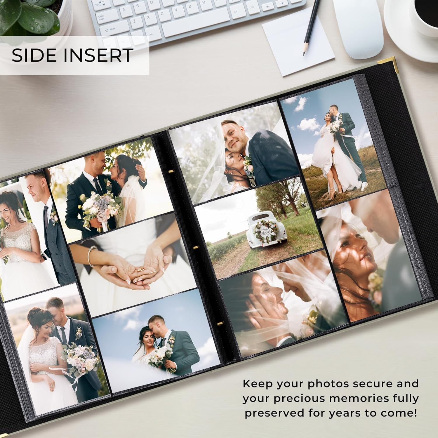 Beautiful Linen Photo Album for 4X6 Photos - Safely Holds up to 500 Pictures of Unique Memories - the Perfect Large Photo Book to Store All Pictures of Treasured Family, Baby or Wedding Moments