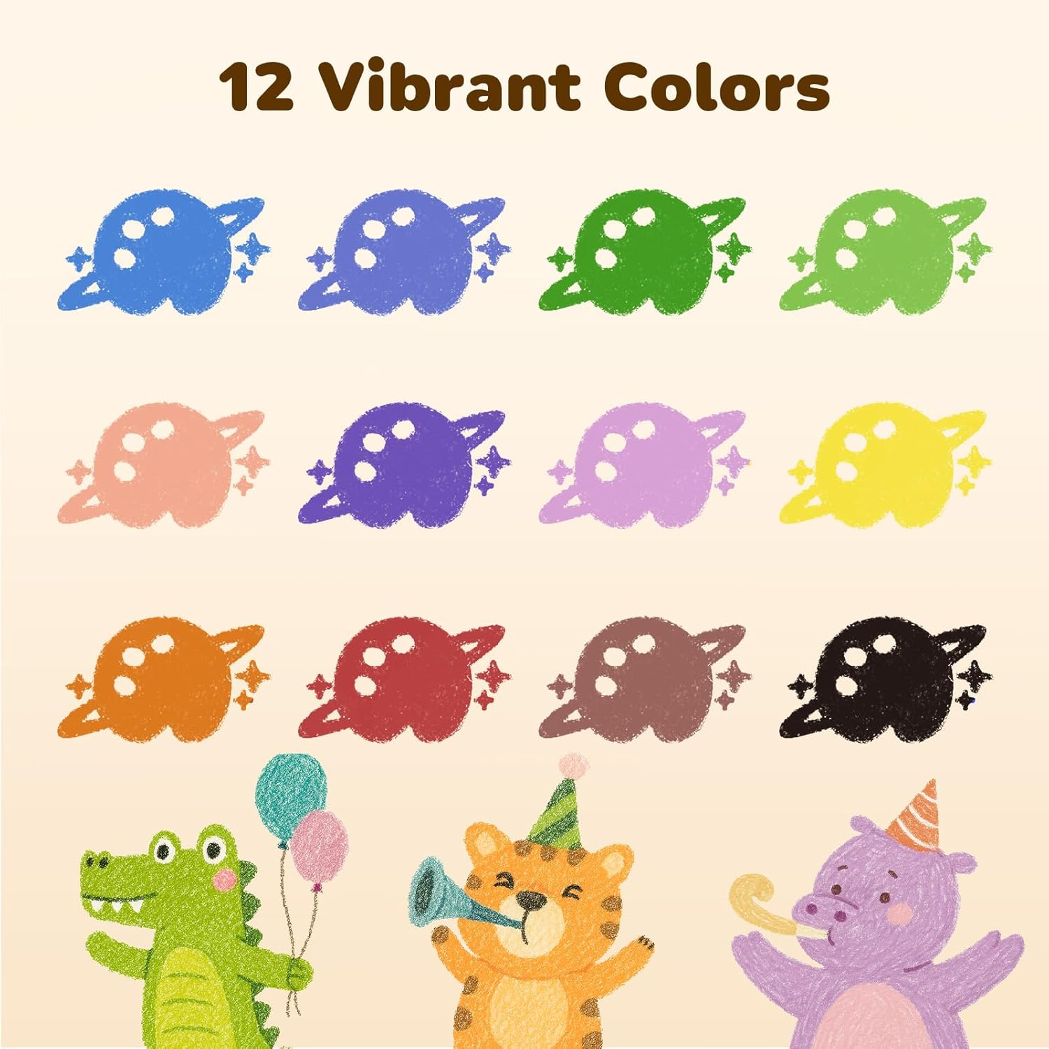 12 Colors Crayons for Kids Ages 4-8 with Coloring Book & Bonus Stickers, Non-Toxic & Washable Triangle Crayons for Toddlers 1-3, for Art Supplies and Ideal Gifts for Kids image number 4