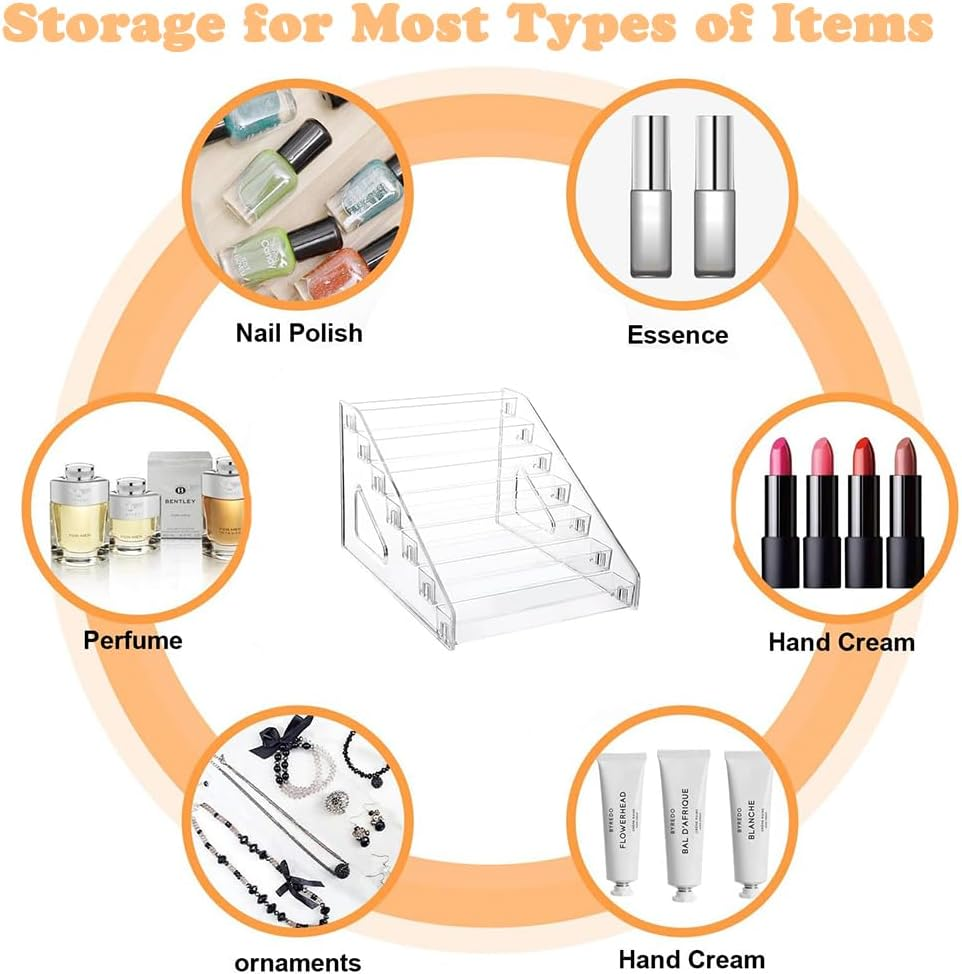 7-Layer Transparent Organizer,Clear Display Holder,Transparent Display Rack,Home Daily Use Shelf,Storage Shelf,Shelf Tray for Nail Polish,Essential Oils,Cosmetics,Lipsticks Etc. image number 6