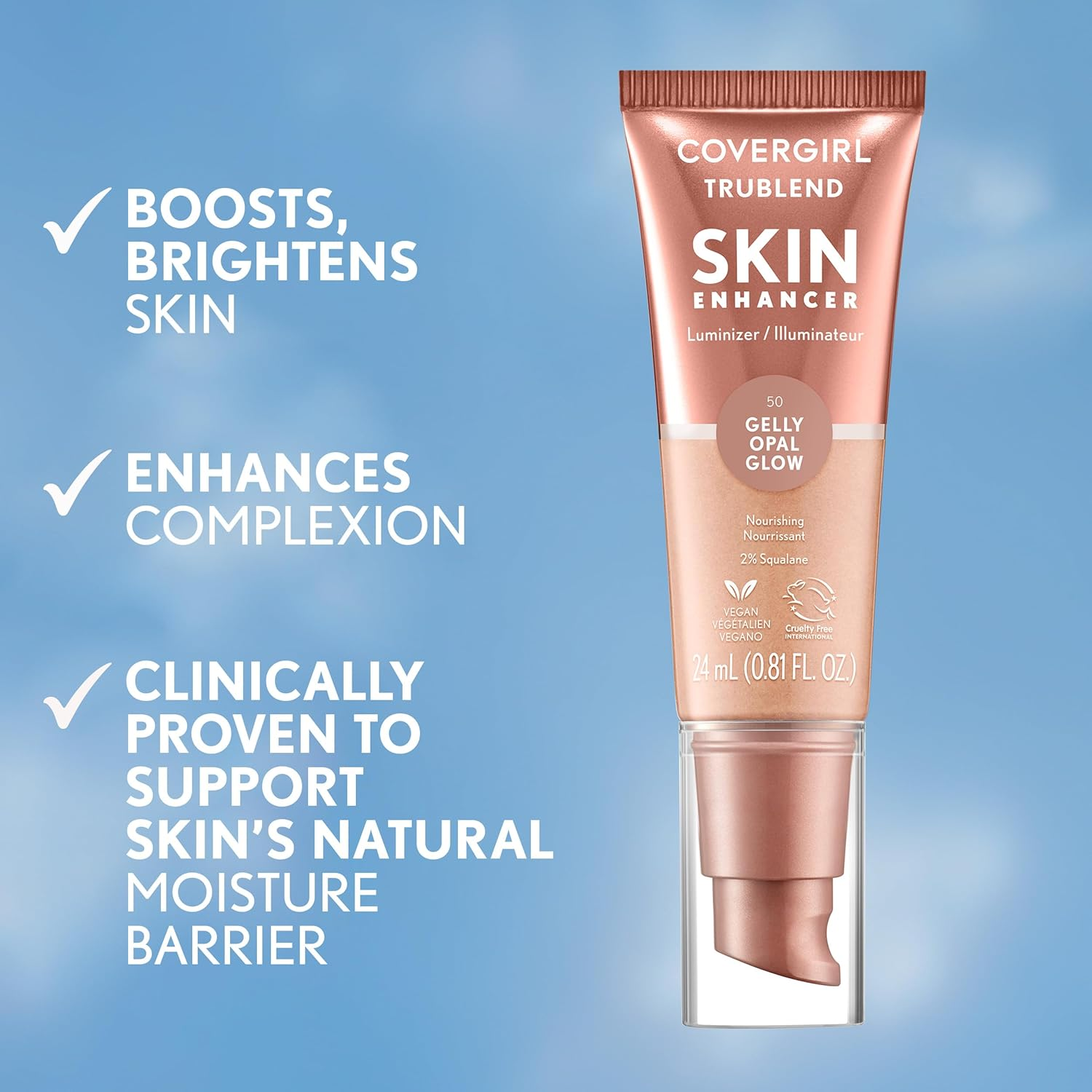 Covergirl Trublend Skin Enhancer, Opal Glow, Luminizer, Healthy-Looking Glow, Flexible Coverage, Clean & Vegan, Water-Based Formula, for All Skin Tones, 24Ml image number 6