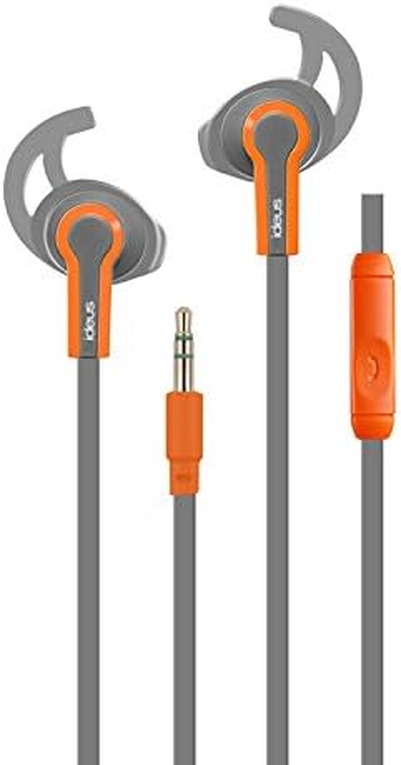 Ideus PHFSPORT100OR Waterproof Splashproof Sports Earbuds Microphone Orange