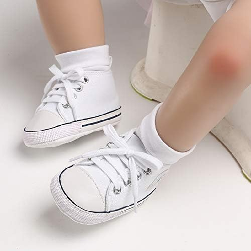 KKIIDDSS Unisex Baby Girls Boys Canvas High-Top Shoes, Newborn Infant Anti-Slip Soft Sole Frist Walking Breathable Sneakers image number 4