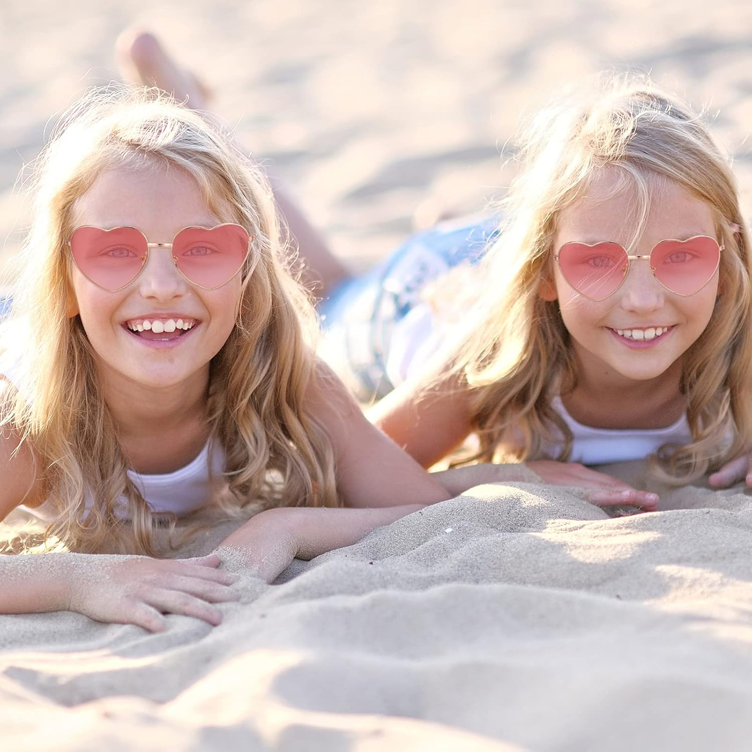 2 Pairs Hippie Specs Glasses, Retro Heart Shaped Sunglasses 60'S 70'S Style Circle Glasses Festival Accessories for Hippie Fancy Dress Accessory image number 5