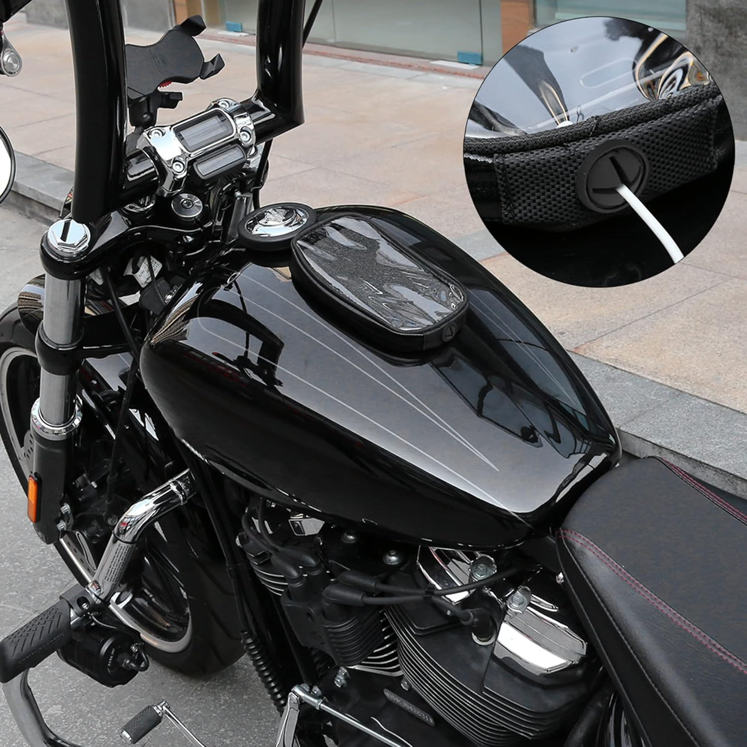 X AUTOHAUX Universal 7 Inch Magnetic Tank Bag Phone Holder Case Saddlebag Faux Leather Waterproof for Motorbike