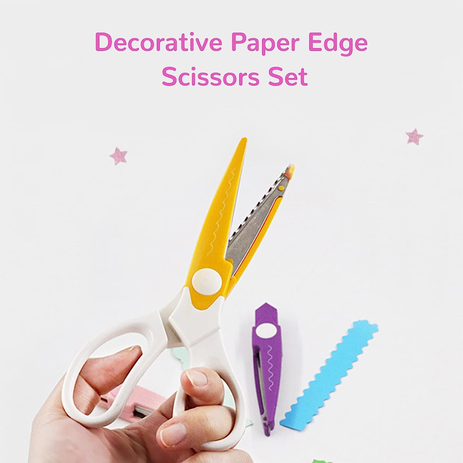 SNOOU Paper Caft Scissors Set 5 Pairs of Decorative Edge Great for DIY Paper Edge Cutting Crafts Scrapbooking Paper Quilling and Kid&rsquo;S Designs for School Stationary Office Adults image number 3