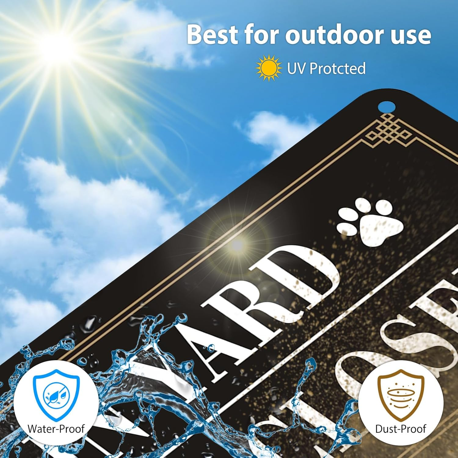 4 Pack Dogs in Yard Please Close Gate Sign, 10X3.5 Inches Aluminum Reflective Metal Sign, Keep Gate Closed Sign, Waterproof, Easy Mounting ﻿ image number 2