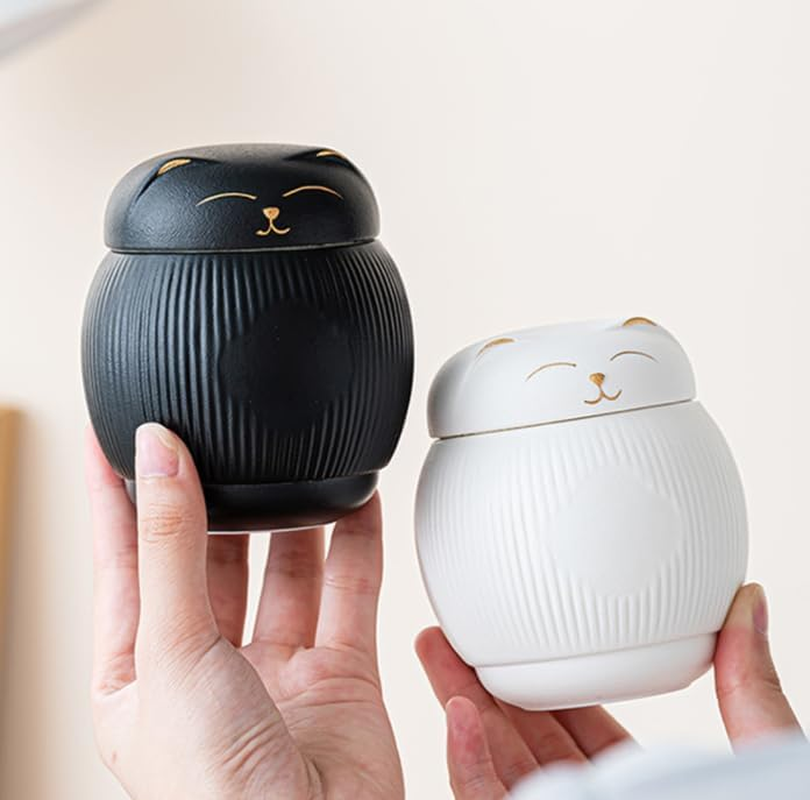 Didibirdi Ceramic Urn for Cat, Animal Urn, Pet Memory Box, Cat Urn for Ashes, White Cat Urns for Ashes (4 Kg) image number 1