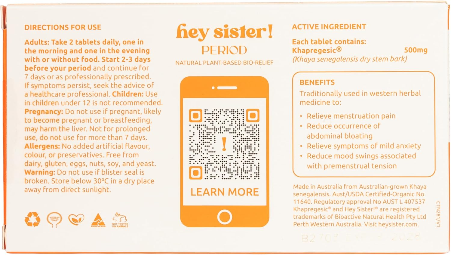 OG Period &ndash; Natural Period Pain Relief, Plant-Based Fast-Acting Relief for Cramps, PMS Mood Swings, Mild Anxiety & Gut Health &ndash; 14 Tablets image number 1