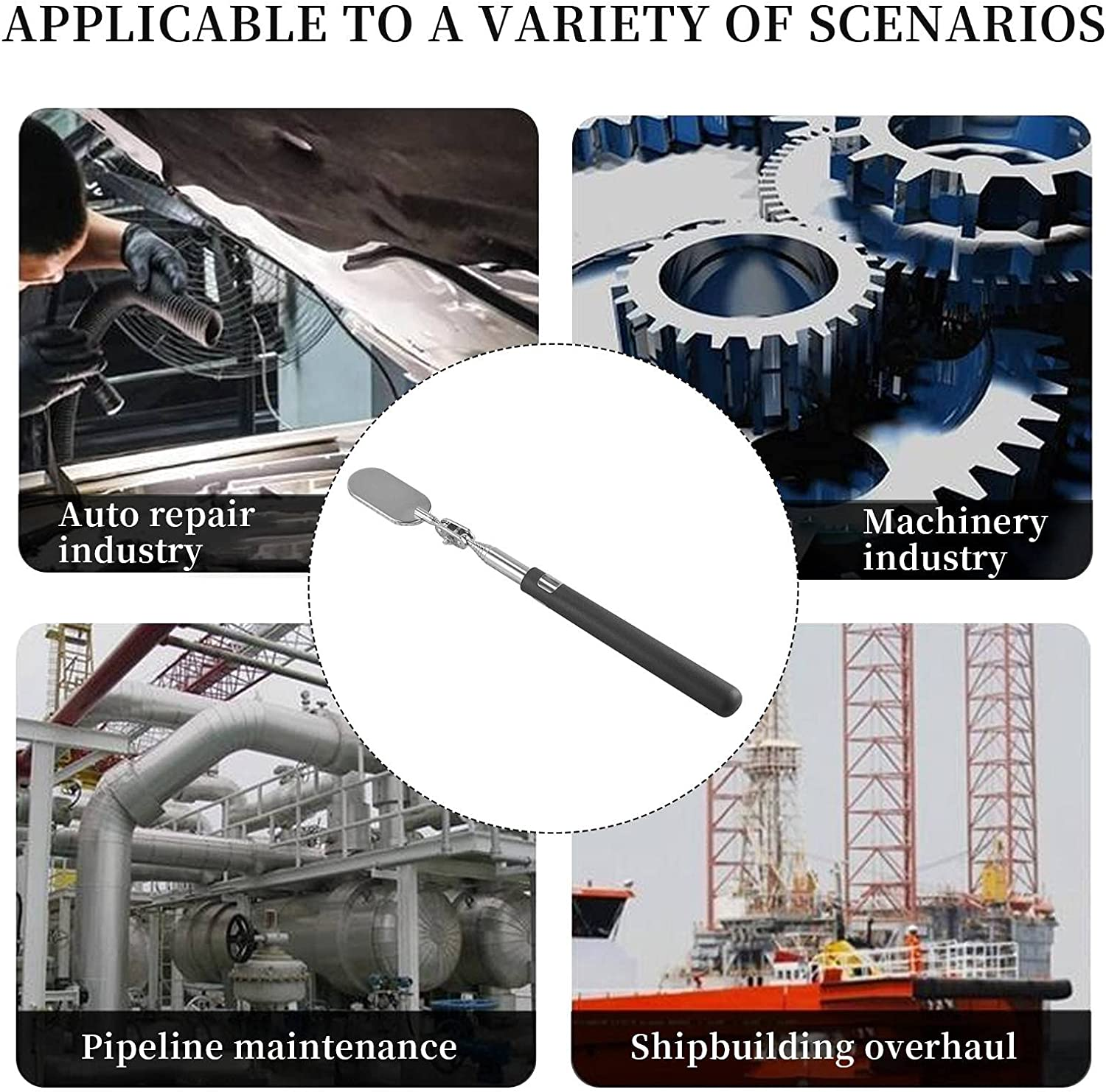 3 Pieces Telescoping Observe Mirror Inspection Tool for Check the Condition of the Vehicle(Oval) image number 3