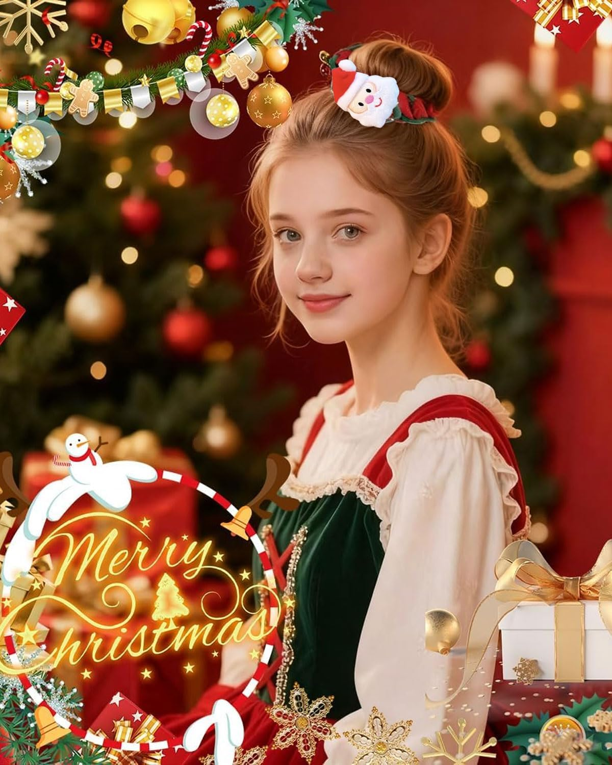 Pack of 2 Christmas Hair Accessories, Hair Bobbles Girls Christmas, Fluffy Women'S Hair Band, Children'S Reindeer Christmas Tree Santa Scrunchies Bands, for Santa Hair image number 2