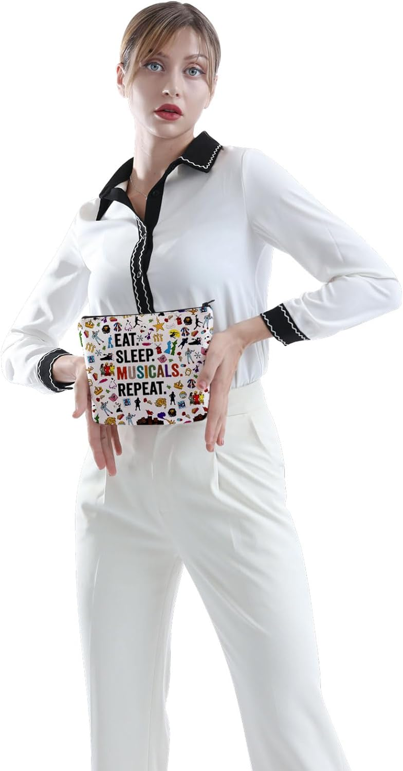 POFULL Musical Acting Gift Musical Theatre Gift Eat Sleep Musicals Cosmetic Bag, Eat Sleep Musicals Cosmetic Bag image number 4