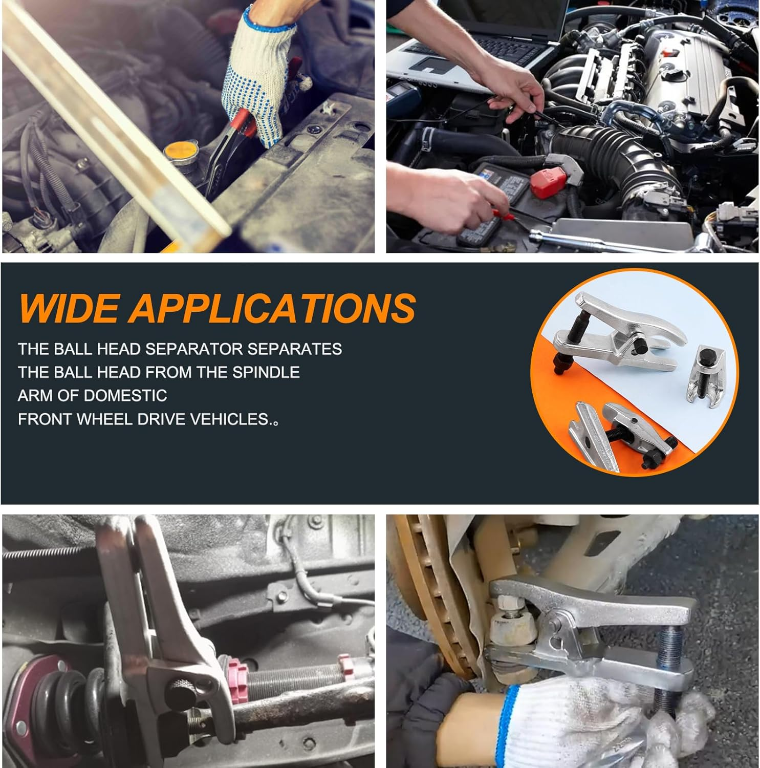 3Pcs Universal Ball Joint Separator Tools Set Including 2Pcs Heavy Duty Ball Joint Separators and 1Pc Tie Rod End Remover for Separating Arms, Tie Rods and Ball Joints on Cars, Trucks, Atvs image number 1