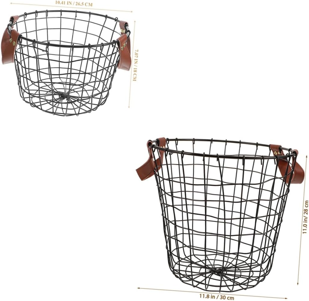 UKCOCO 2Pcs Metal Firewood Storage Basket with Handles Large Small Wire Logging Carrier for Camping Firewood Foldable Handle Design for Indoor Outdoor Use Multifunctional Rustic Storage image number 2