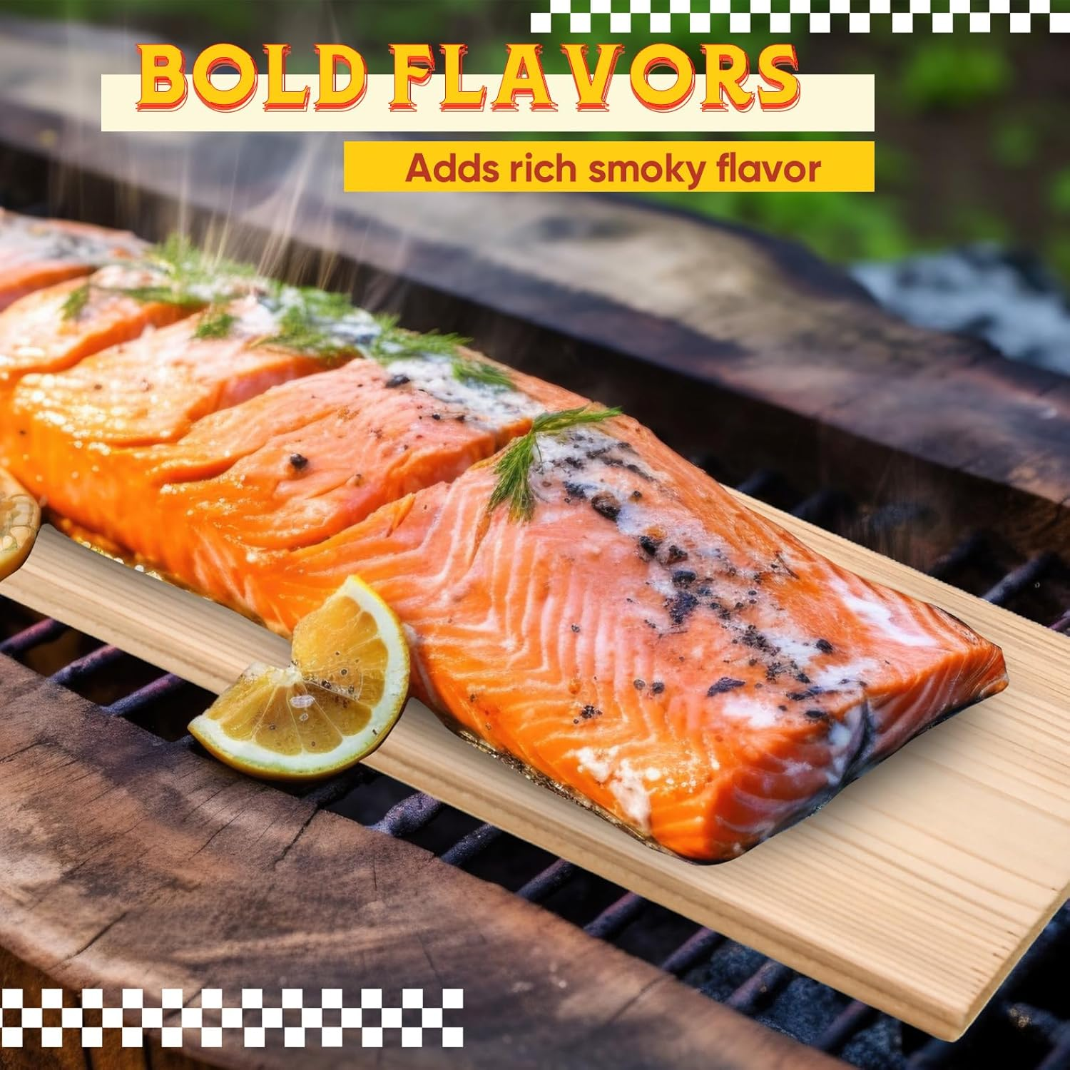 Landical 3 Pcs XL XXL Large Cedar Planks for Grilling Salmon Thicker Design Full Filet of Salmon Meat Fish and Veggies Adding Extra Smoke and Flavor Soaking Fast Easy to Use (15 X 5.5 Inches) image number 1