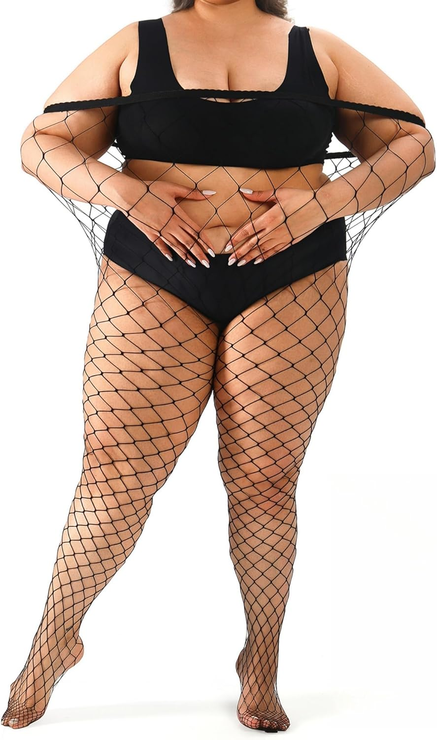 Plus Size Fishnet Tights Stockings Big Mesh Leggings Pantyhose for Women