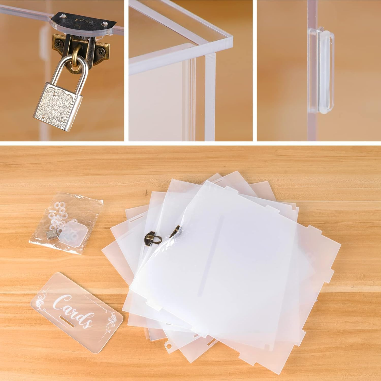 Clear Card Box for Wedding Reception,Acrylic Blank Wedding Card Box for Party, Anniversary,Wishing Well, Money Box Holder image number 2