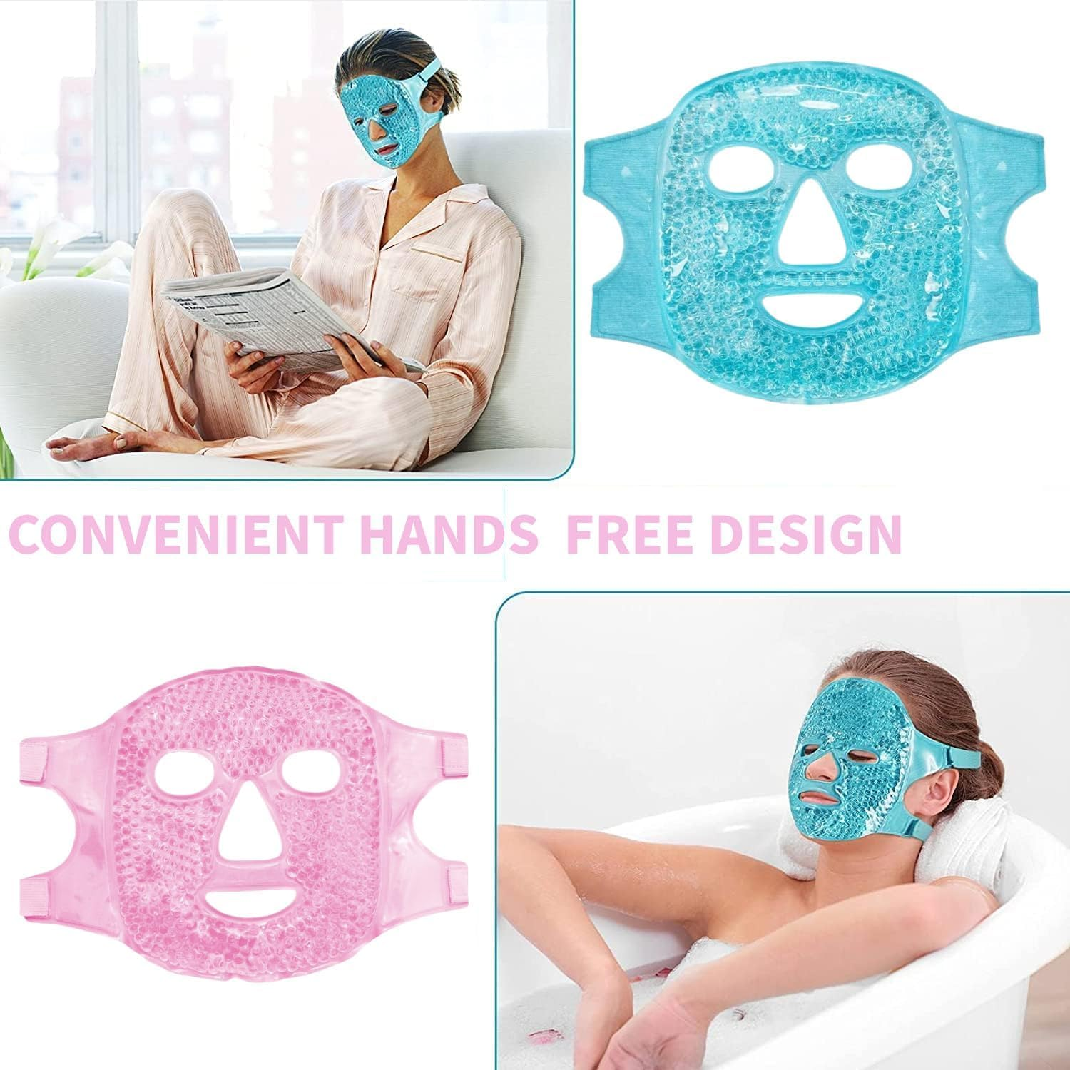 Gel Face Eye Mask, Facial Cold Hot Compress, Sleeping Heat Ice Spa Therapy Pack, Reduce Puffy Dark Circles Bags under Eyes, Migraines Headaches Sinus Pressure Stress Relief Relaxation, Skin Care (Purple) image number 5
