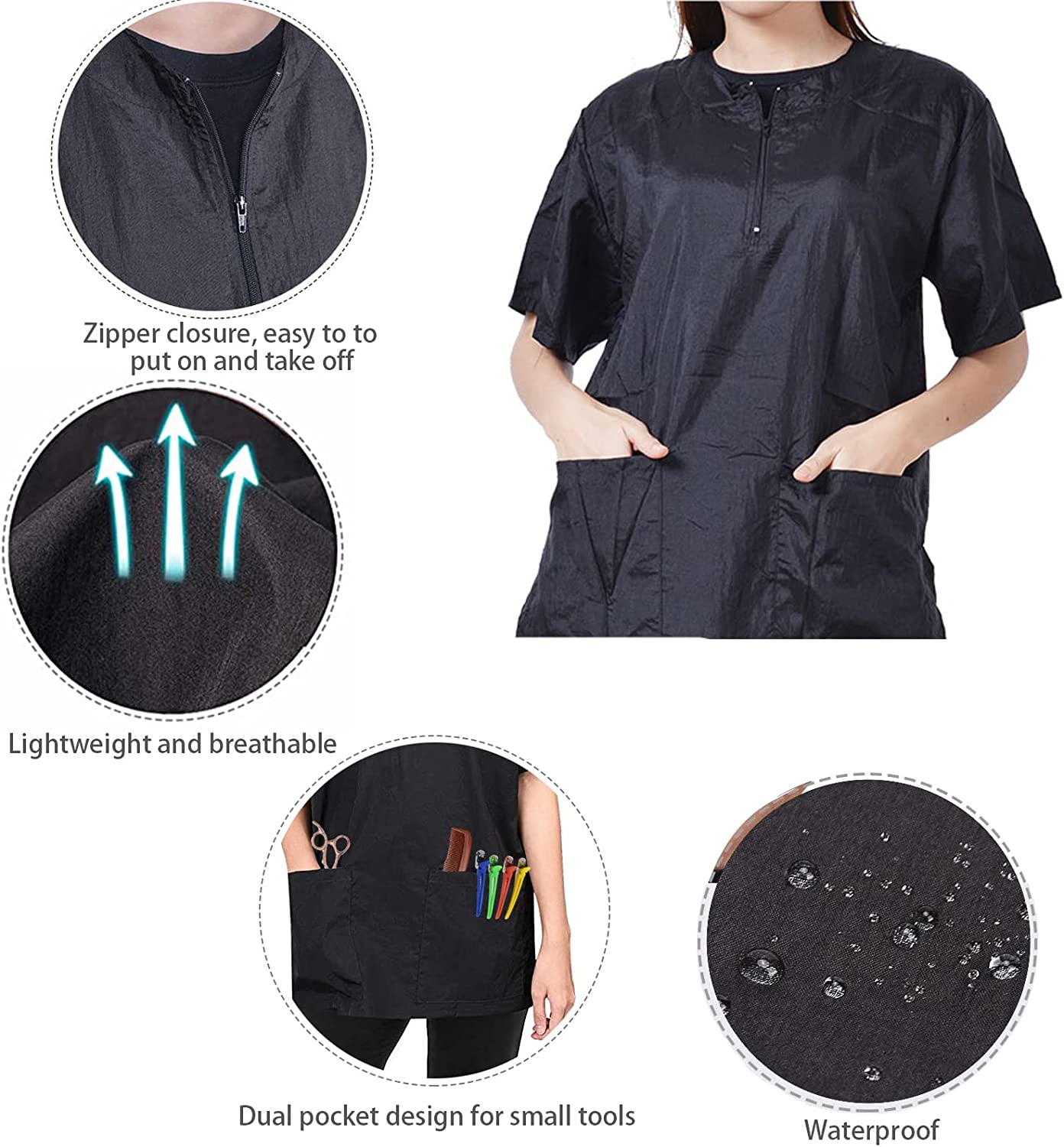 Gliitatu Dog Grooming Smock Barber Jackets for Women Men Professional Pet Groomer Smock Cosmetologist Barber Smock (X-Large) image number 2