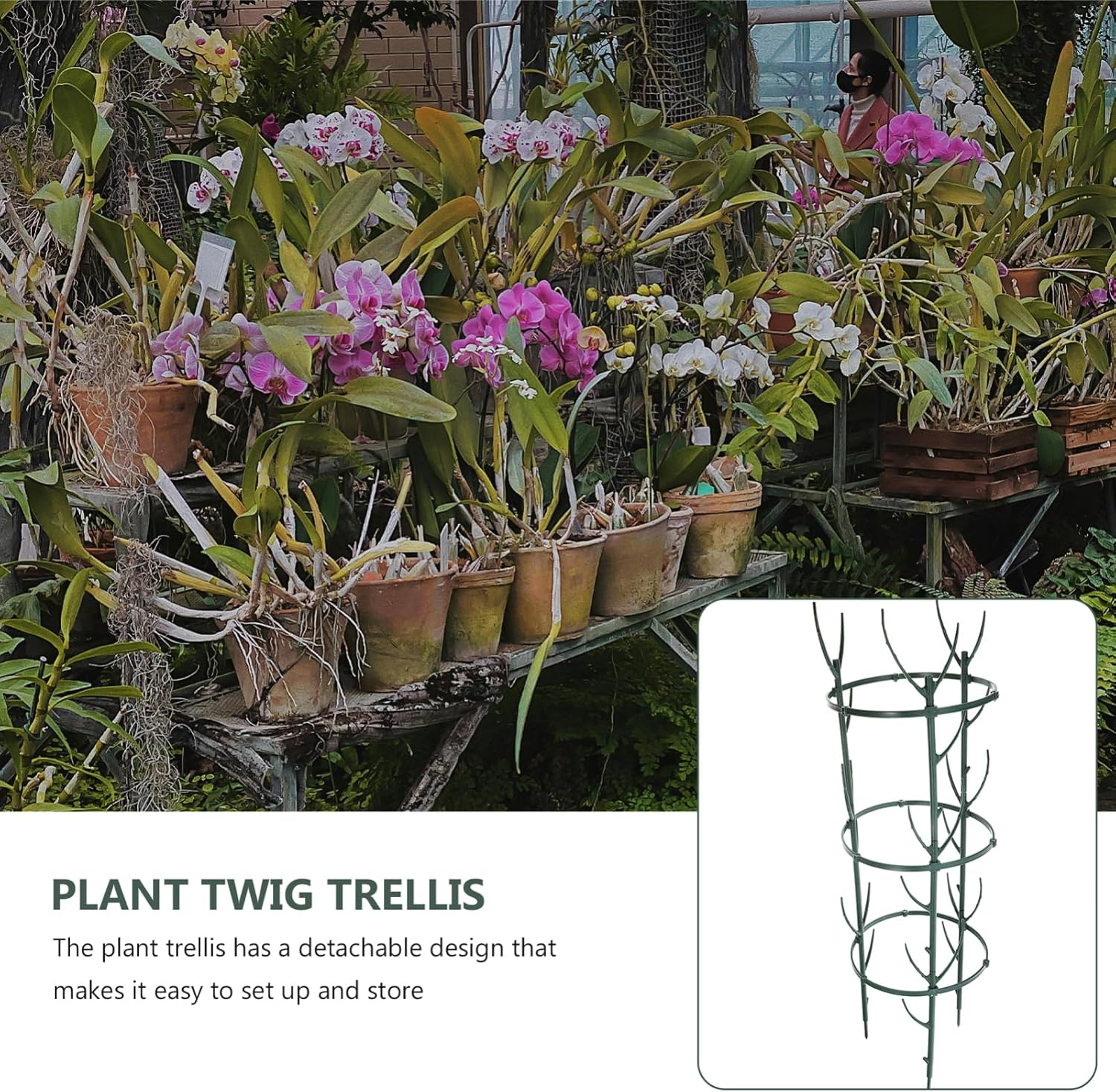 ULTECHNOVO Three-Level Plant Support Stand Twig Trellis for Climbing Plants Detachable and Stackable Garden Supplies Nurturing and Outdoor Gardening image number 6