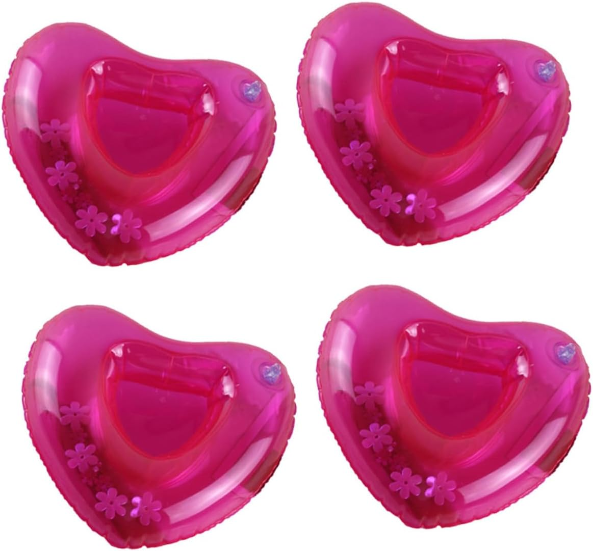 KICHOUSE 8Pcs Rosy Heart Shape Floating Drink Holder Inflatable for Beach Party Decor image number 5